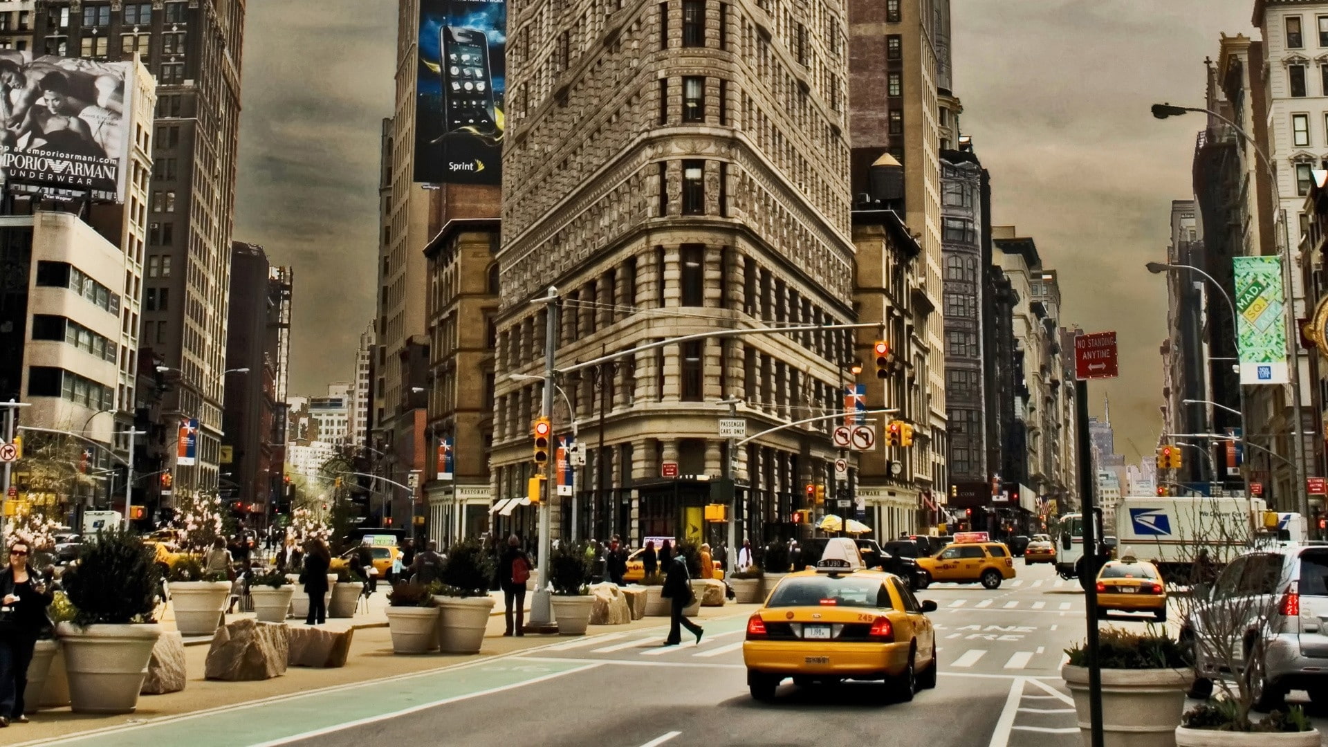 cityscapes streets architecture urban buildings usa new york city town taxi modern 1920x1080 wall Architecture Modern HD Art