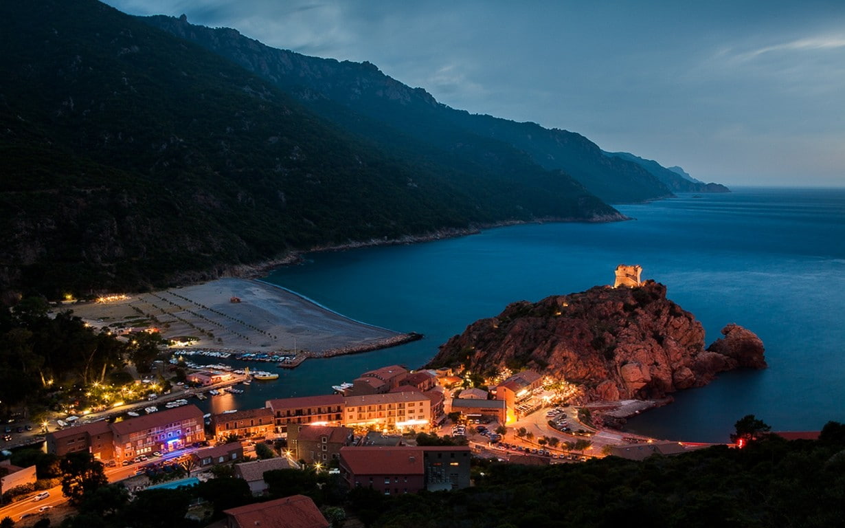 Nature, Landscape, Cityscape, Harbor, Evening, Lights, Architecture, Island, Corsica