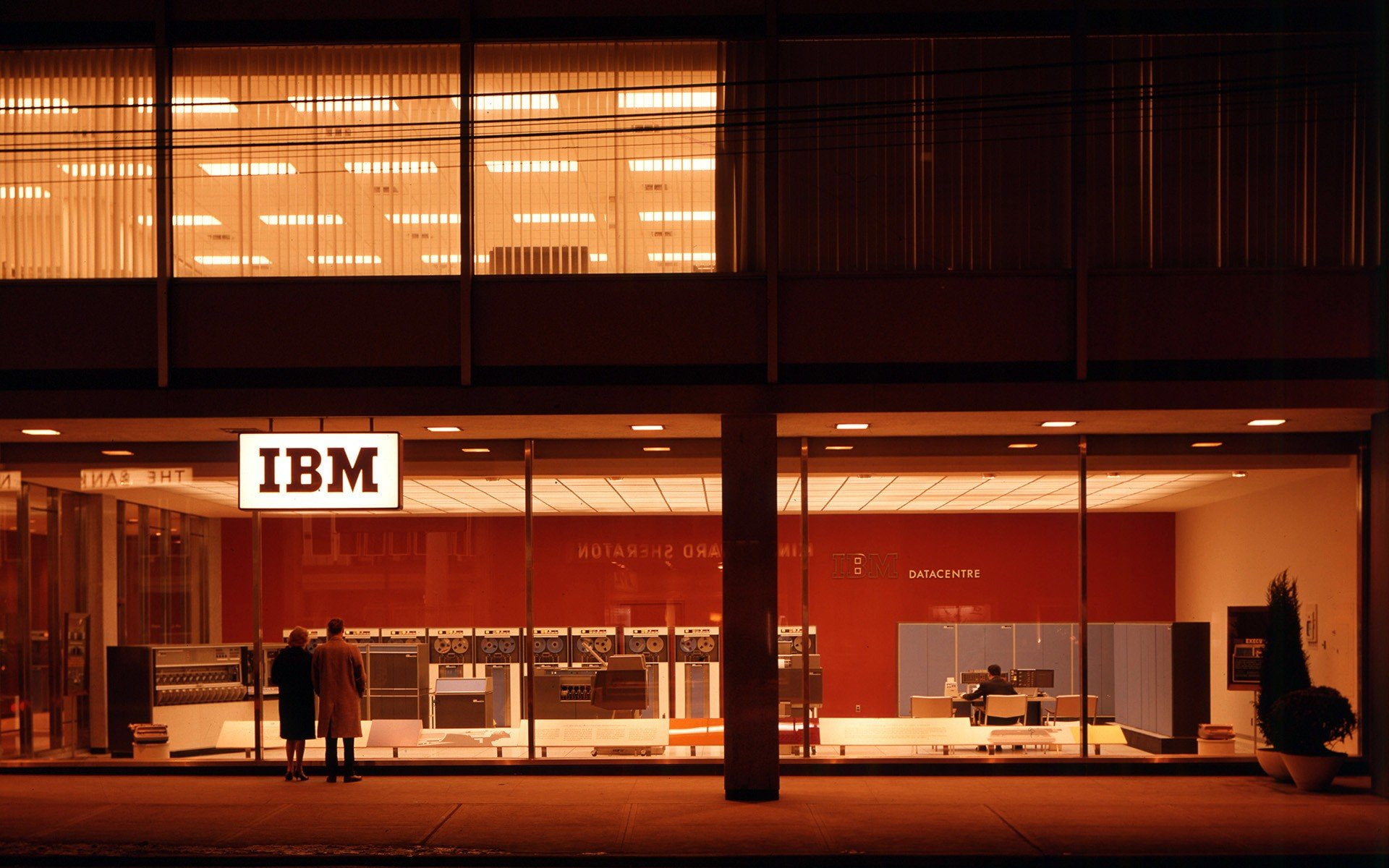 data center computer, architecture, built structure, night