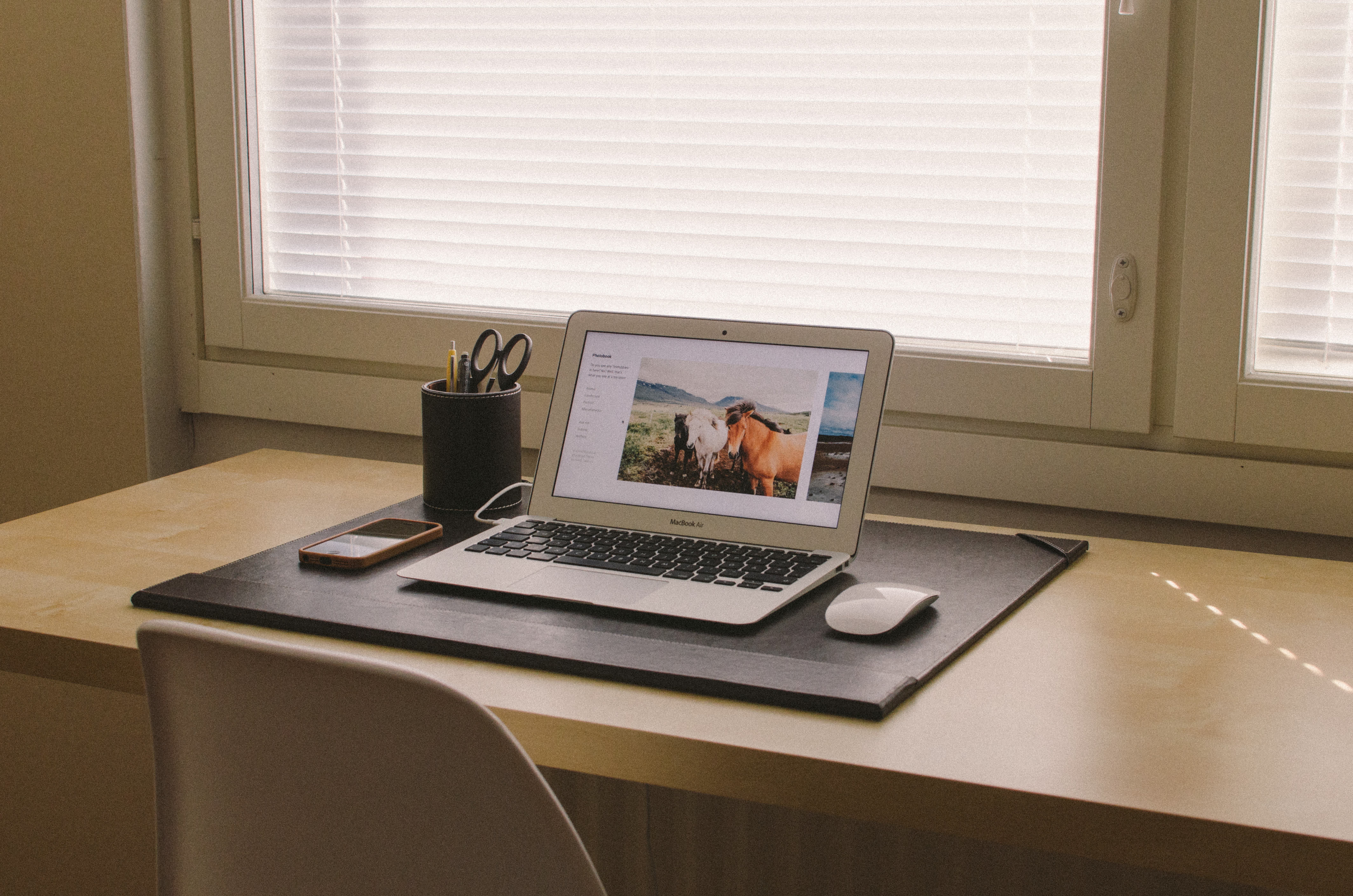 Apple MacBook, table, place, mouse, window, working, computer