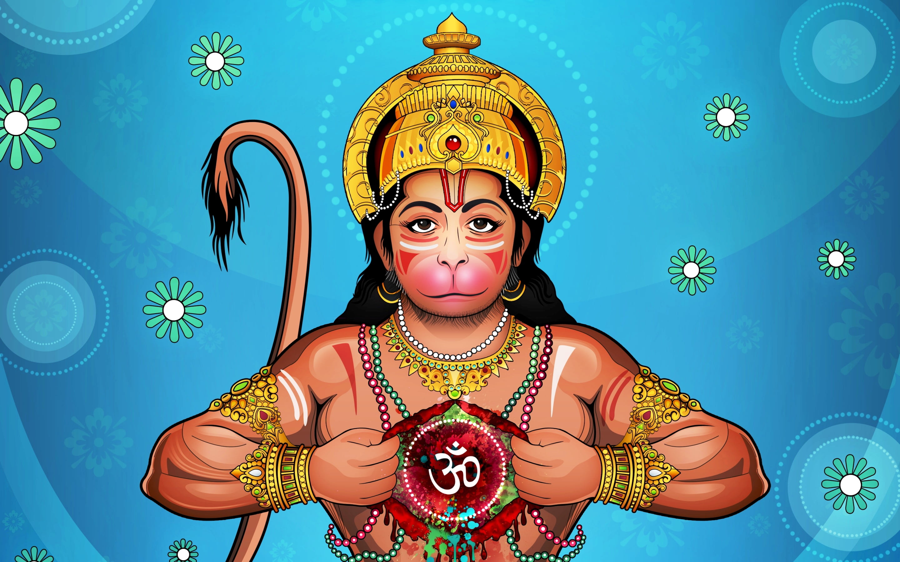 Hanuman Ji 4K, Hindu God illustration, Lord Hanuman, animated