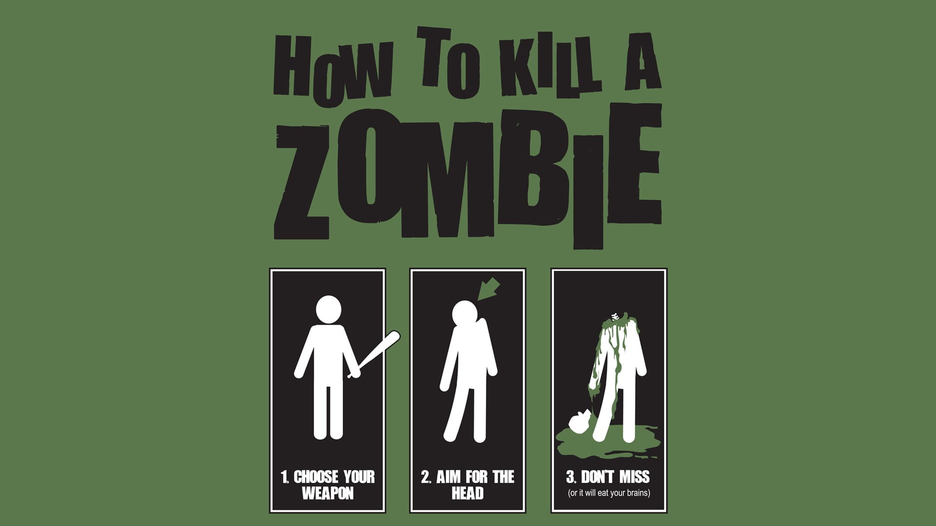 How to Kill a Zombie signage, quote, humor, infographics, zombies