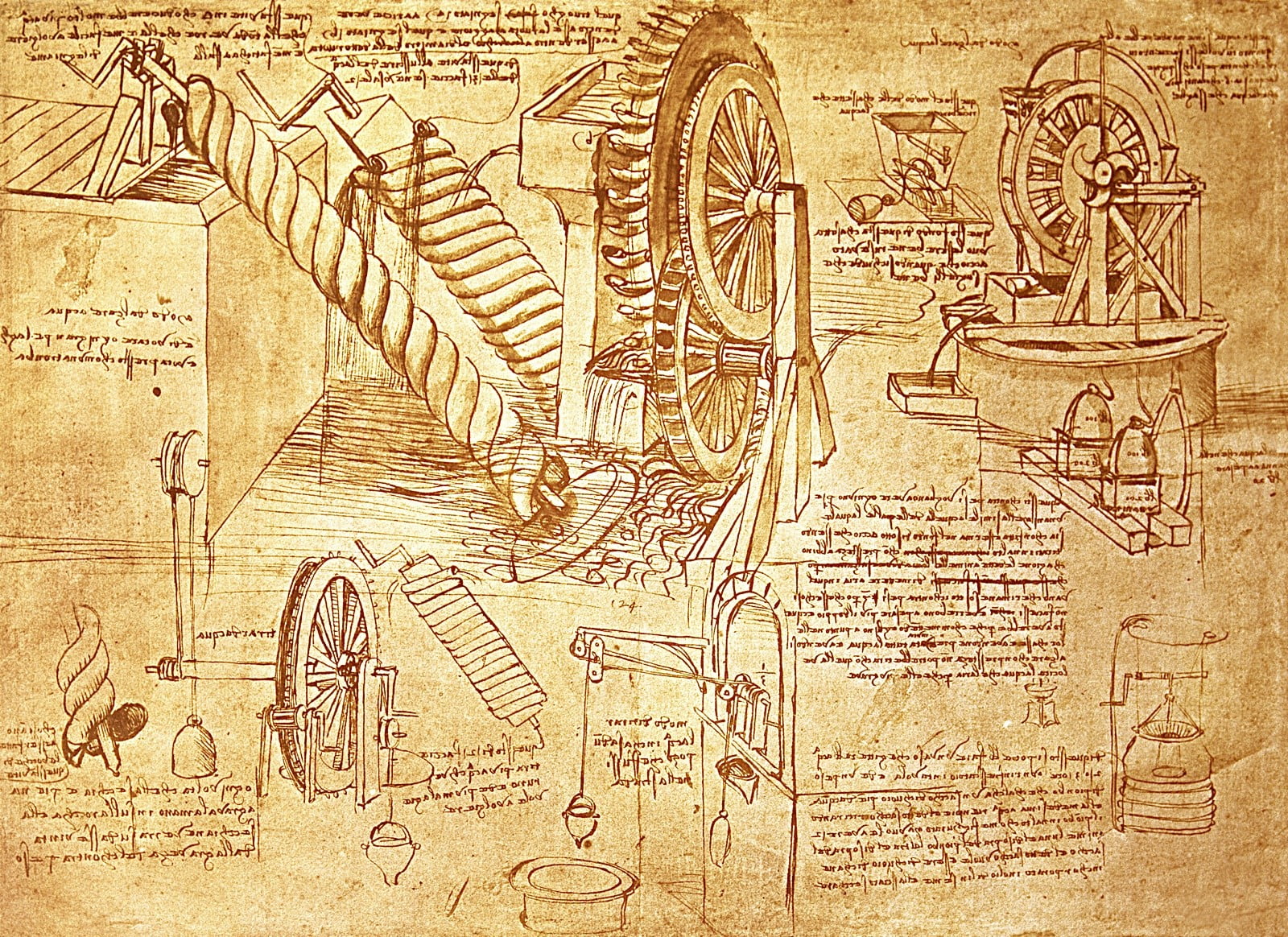 brown illustration, Leonardo da Vinci, art and craft, architecture