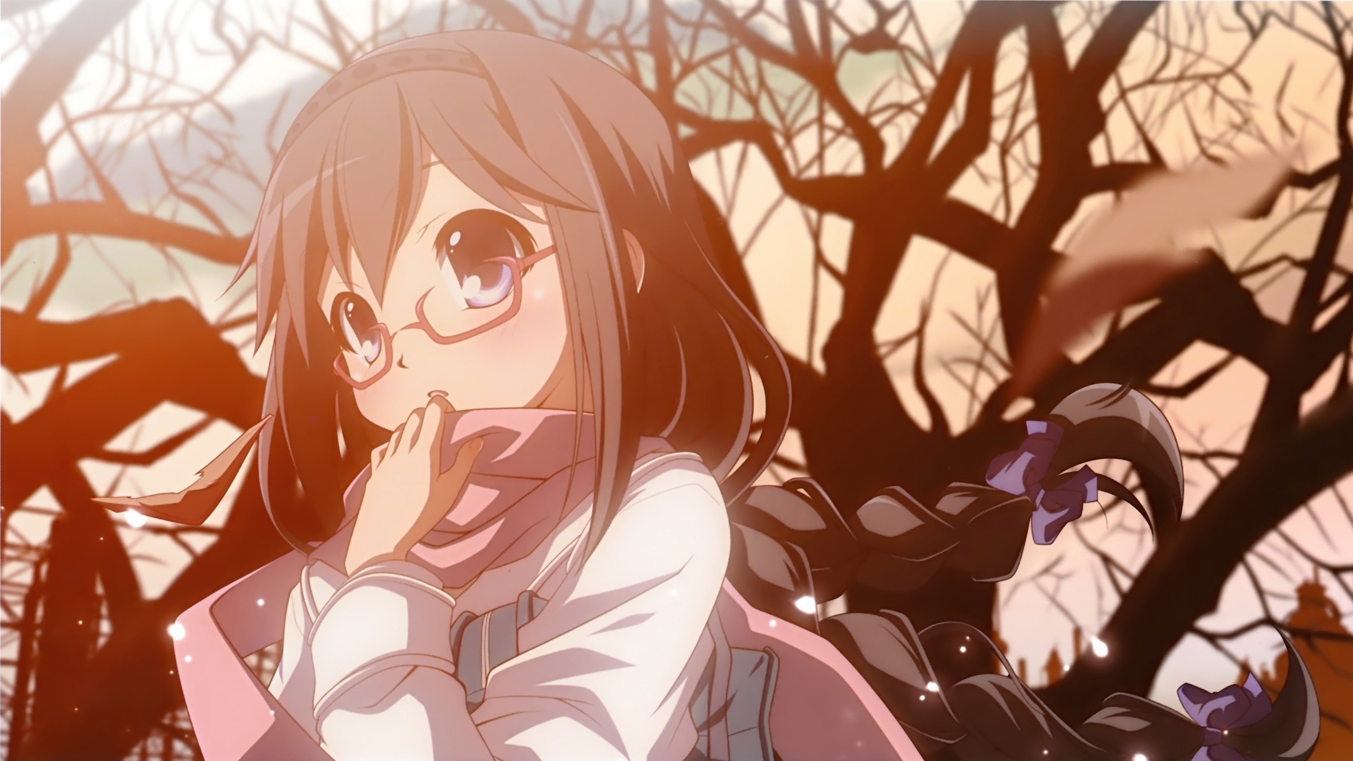 anime girls, glasses, blushing, Akemi Homura, Mahou Shoujo Madoka Magica