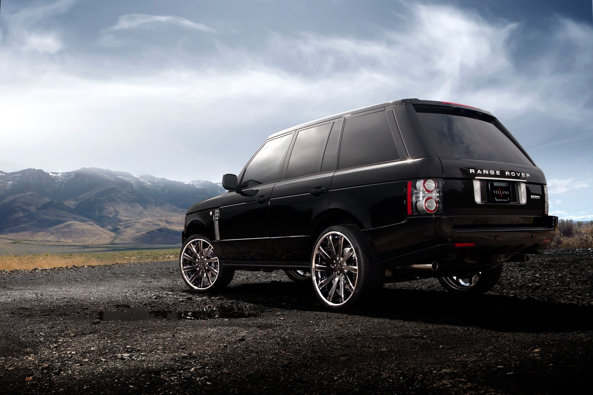 Range rover tuning, Land Rover, car, wheels, mountains, clouds