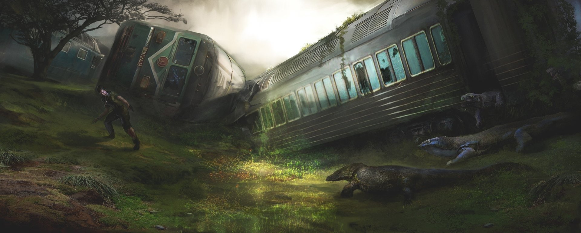 Sci Fi, Post Apocalyptic, Lizard, Train