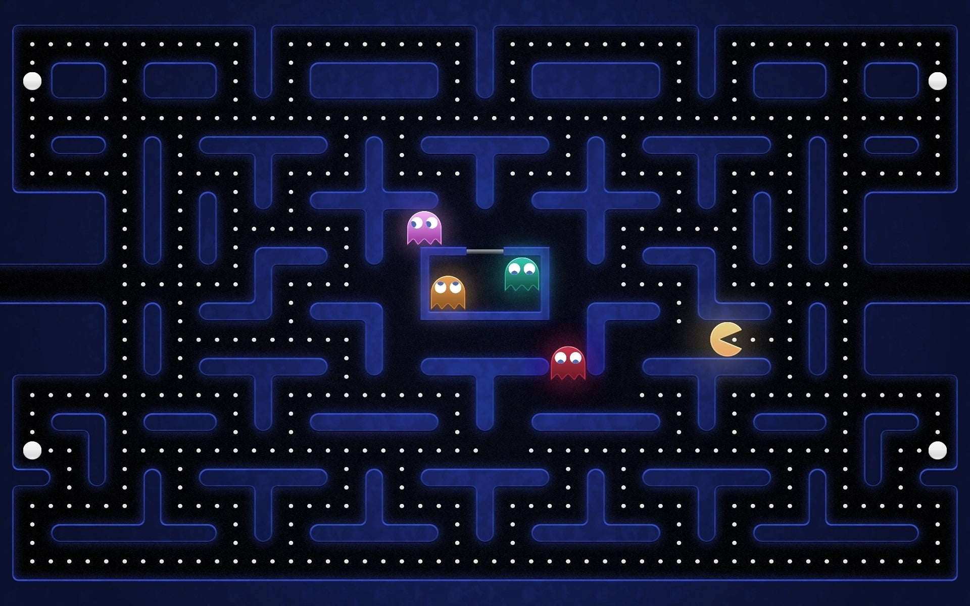 Pacman game screenshot, maze, harassment, search, backgrounds