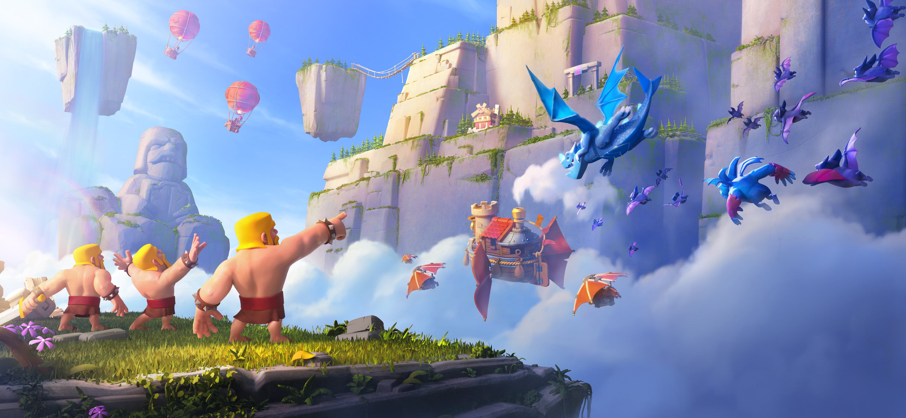 Clash of Clans, video game art, clouds, ArtStation, dragon