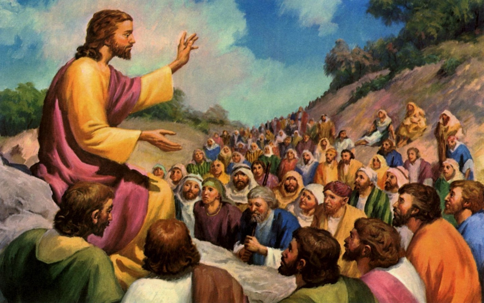 jesus, group of people, crowd, large group of people, men, gesturing