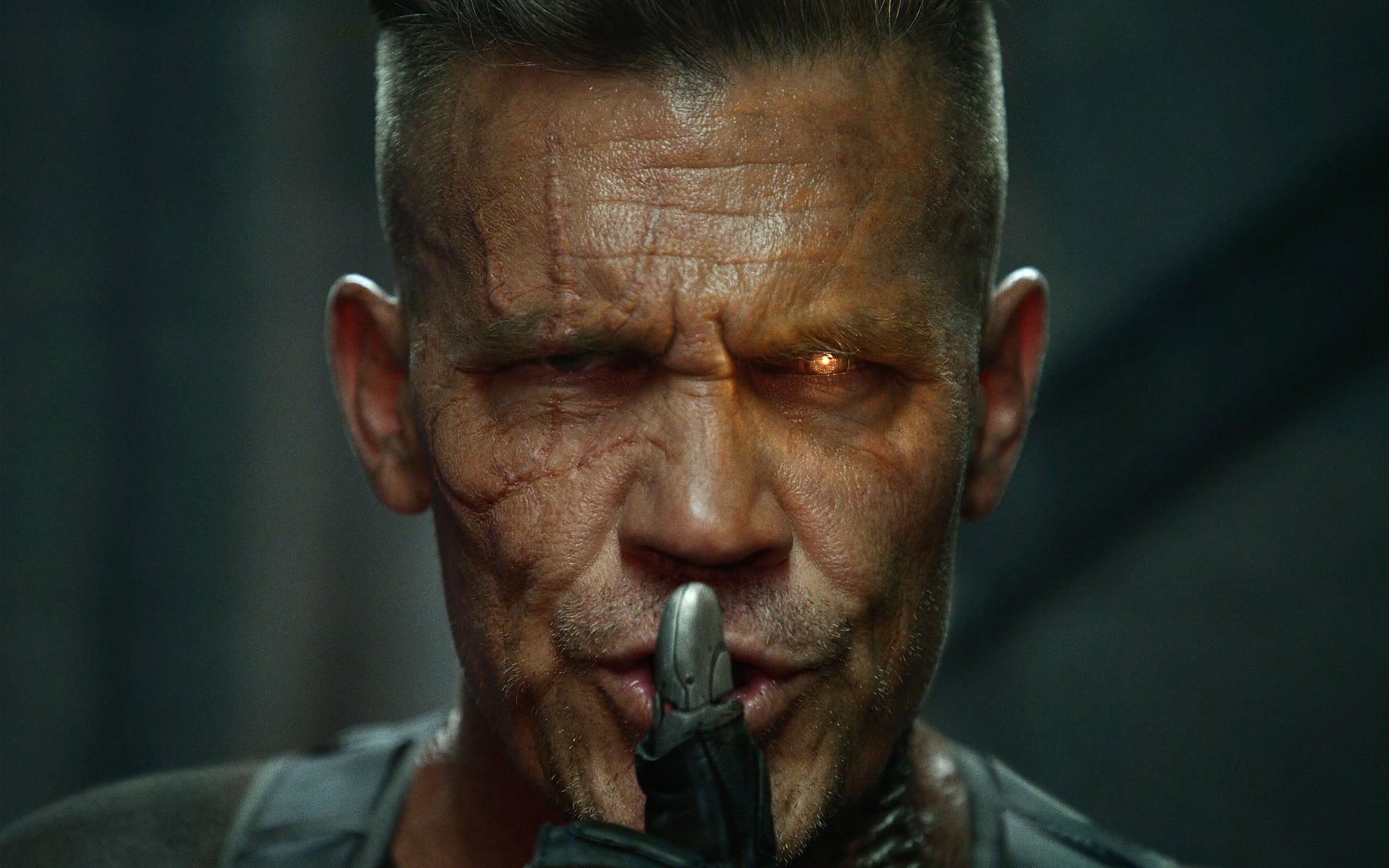 Josh Brolin as Cable in Deadpool 2, portrait, headshot, one person