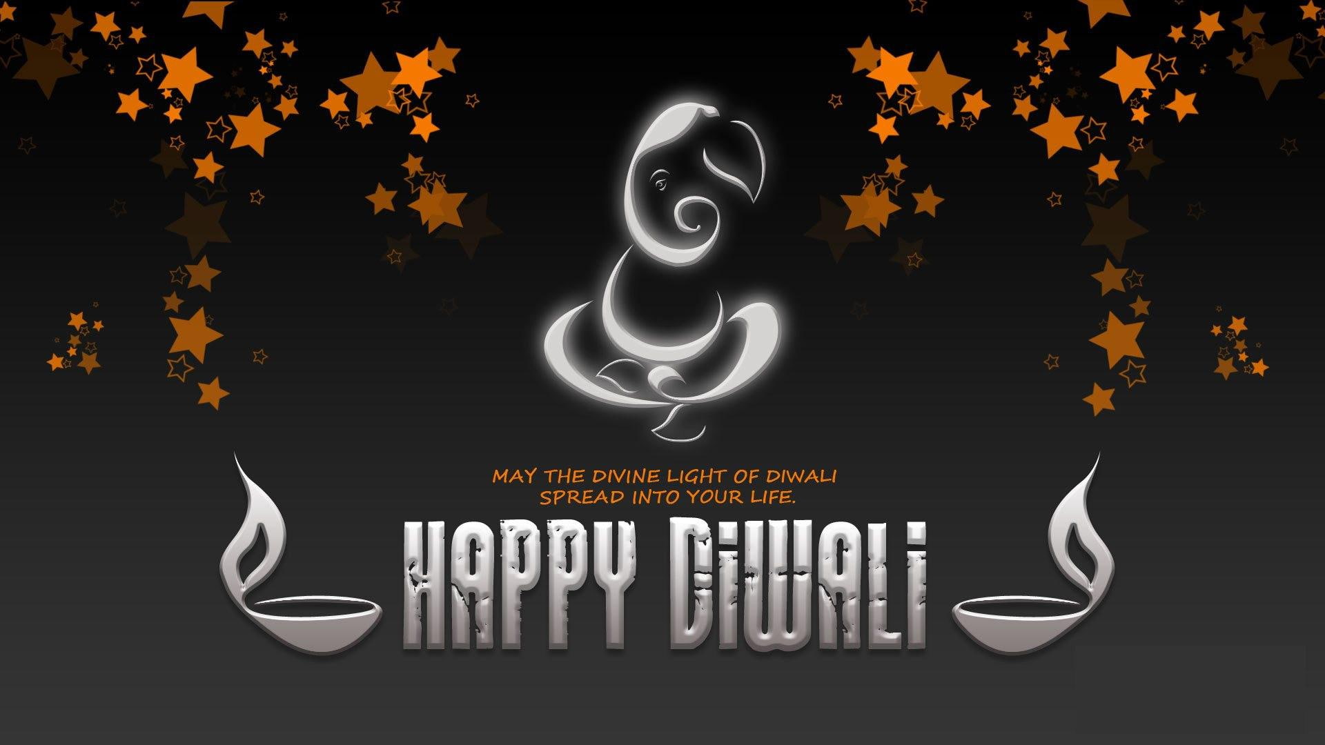 Happy Diwali Festival Picture of Ganesha with Black Desktop Background, happy diwali illustration