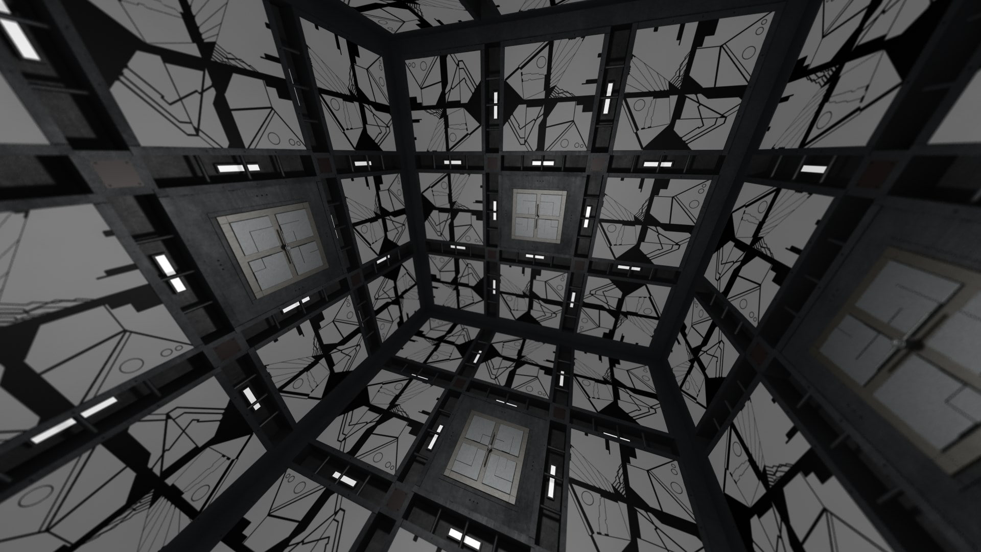 cube, built structure, architecture, low angle view, no people