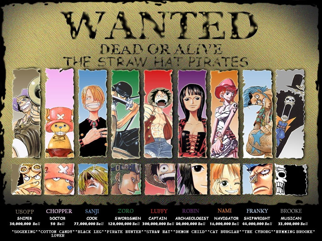 One Piece Straw Hat Pirated wanted poster wallpaper, Monkey D. Luffy