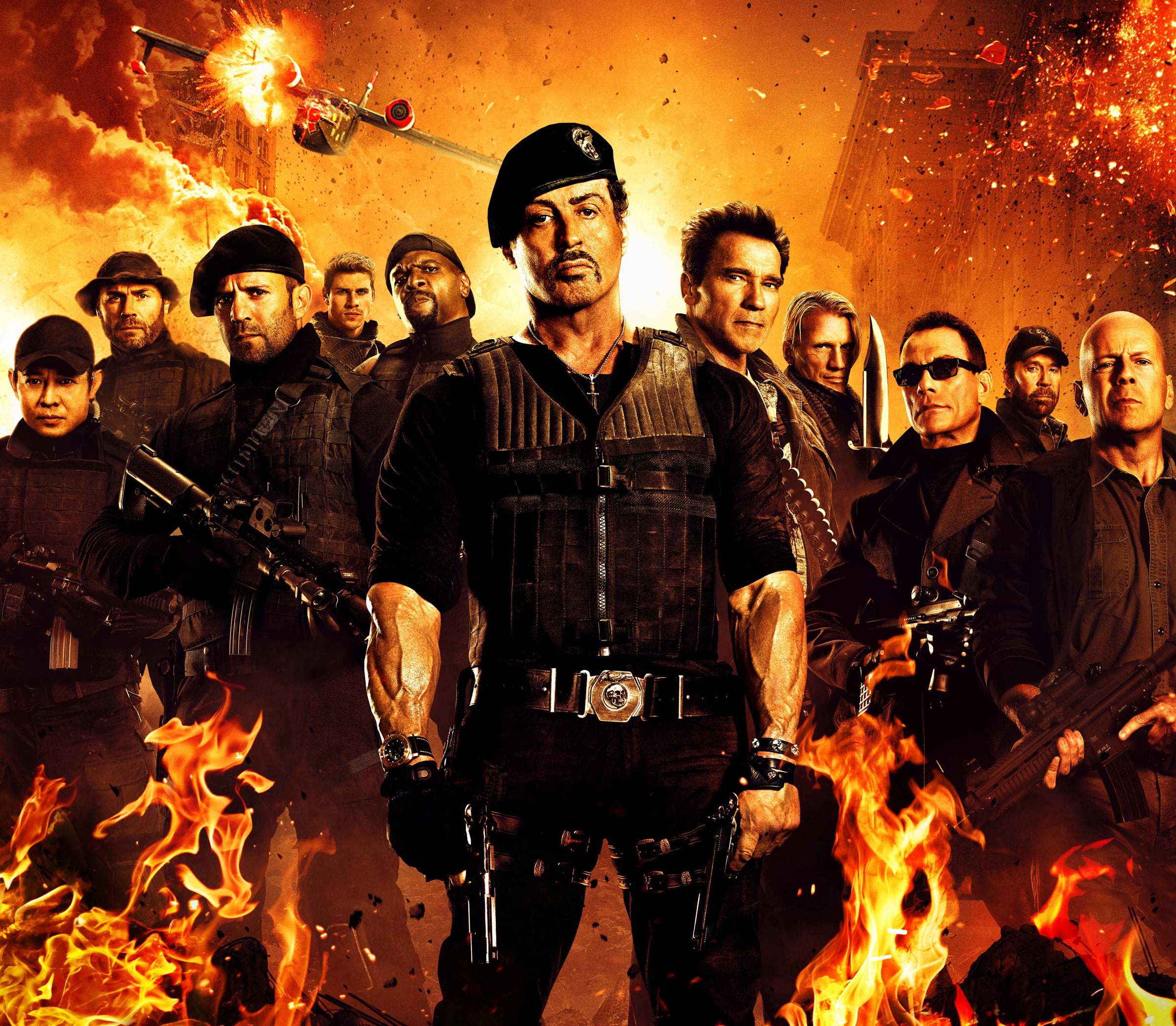 men's black vest, Bruce Willis, Arnold Schwarzenegger, Sylvester Stallone