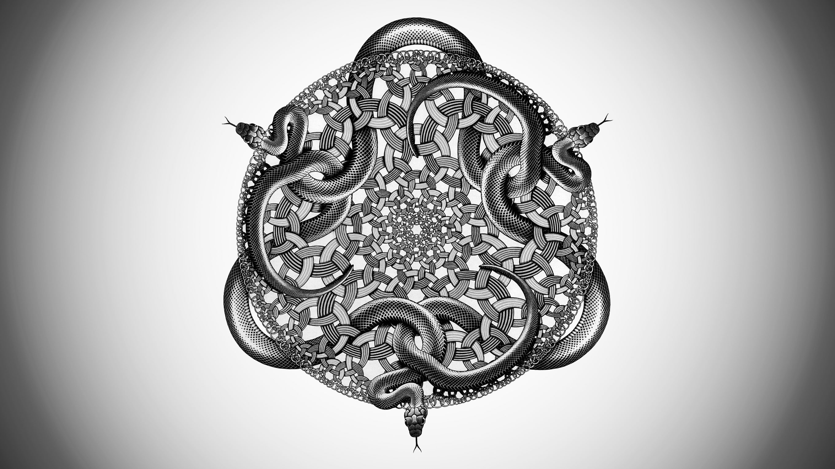 m c_ escher snake abstract artwork monochrome drawing circle symmetry occult