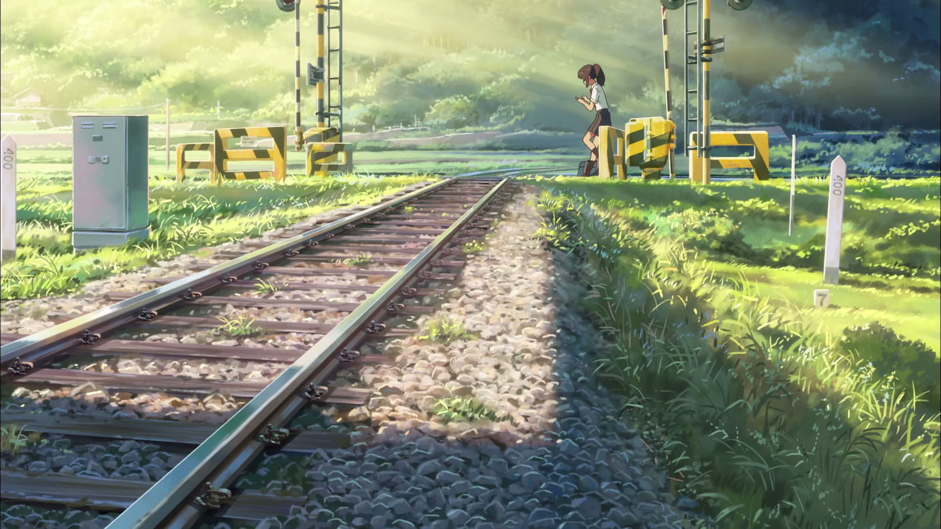 gray metal train rail, Anime, Your Name., Railroad