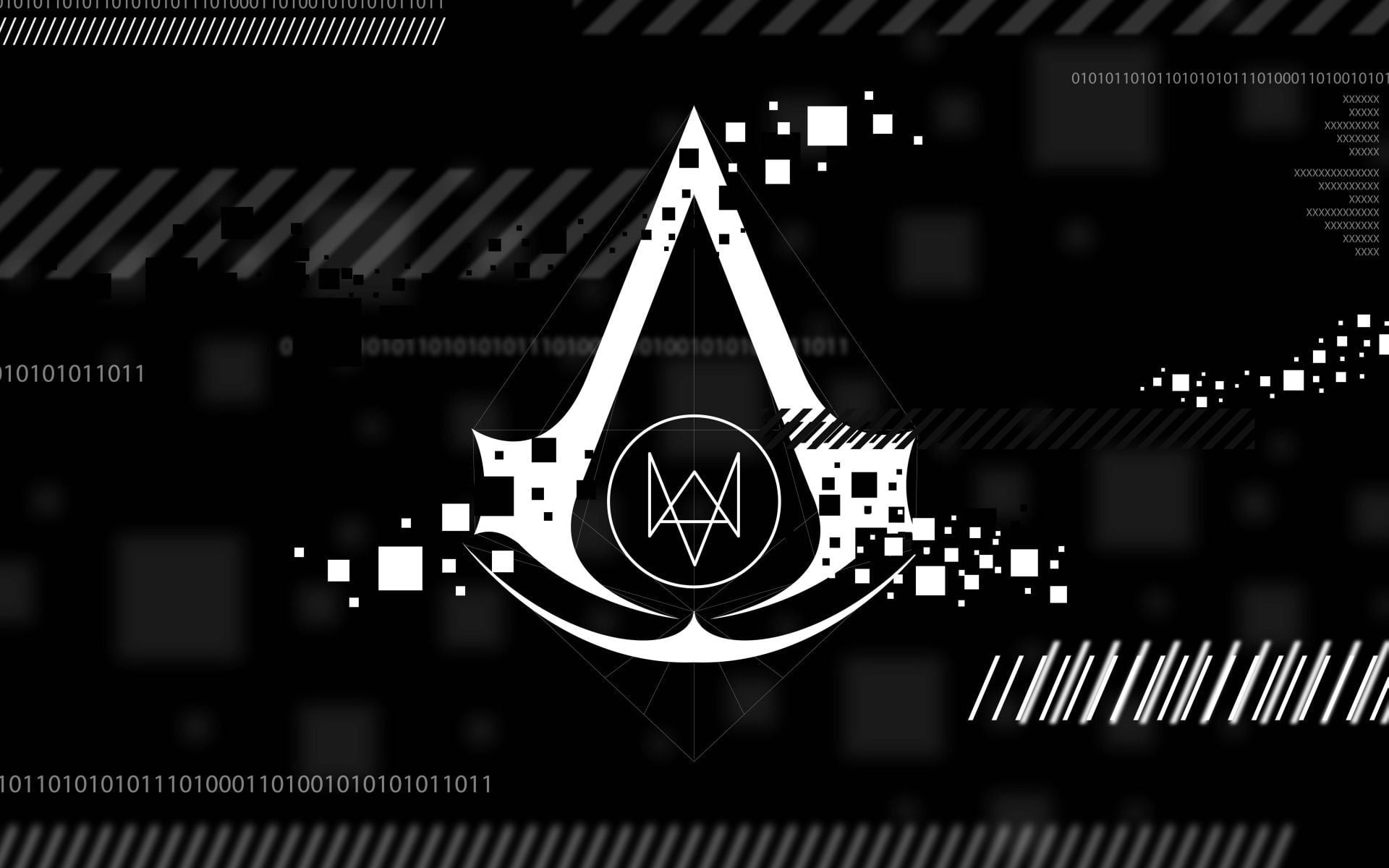 Assassin's Creed, Watch_Dogs, black, code, Ubisoft, video games