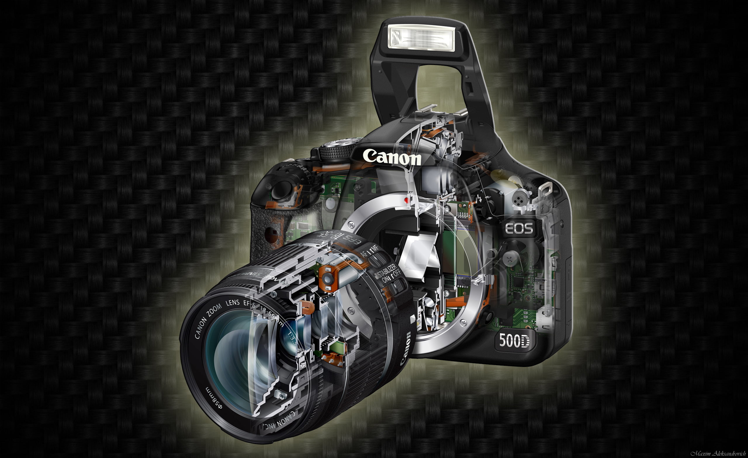 black Canon DSLR camera, the camera, EOS 500D, technology, futuristic