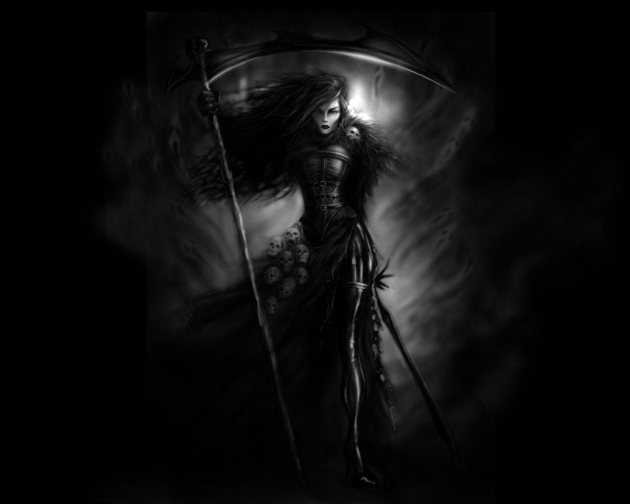 woman holding scythe illustration, Dark, Grim Reaper, Occult
