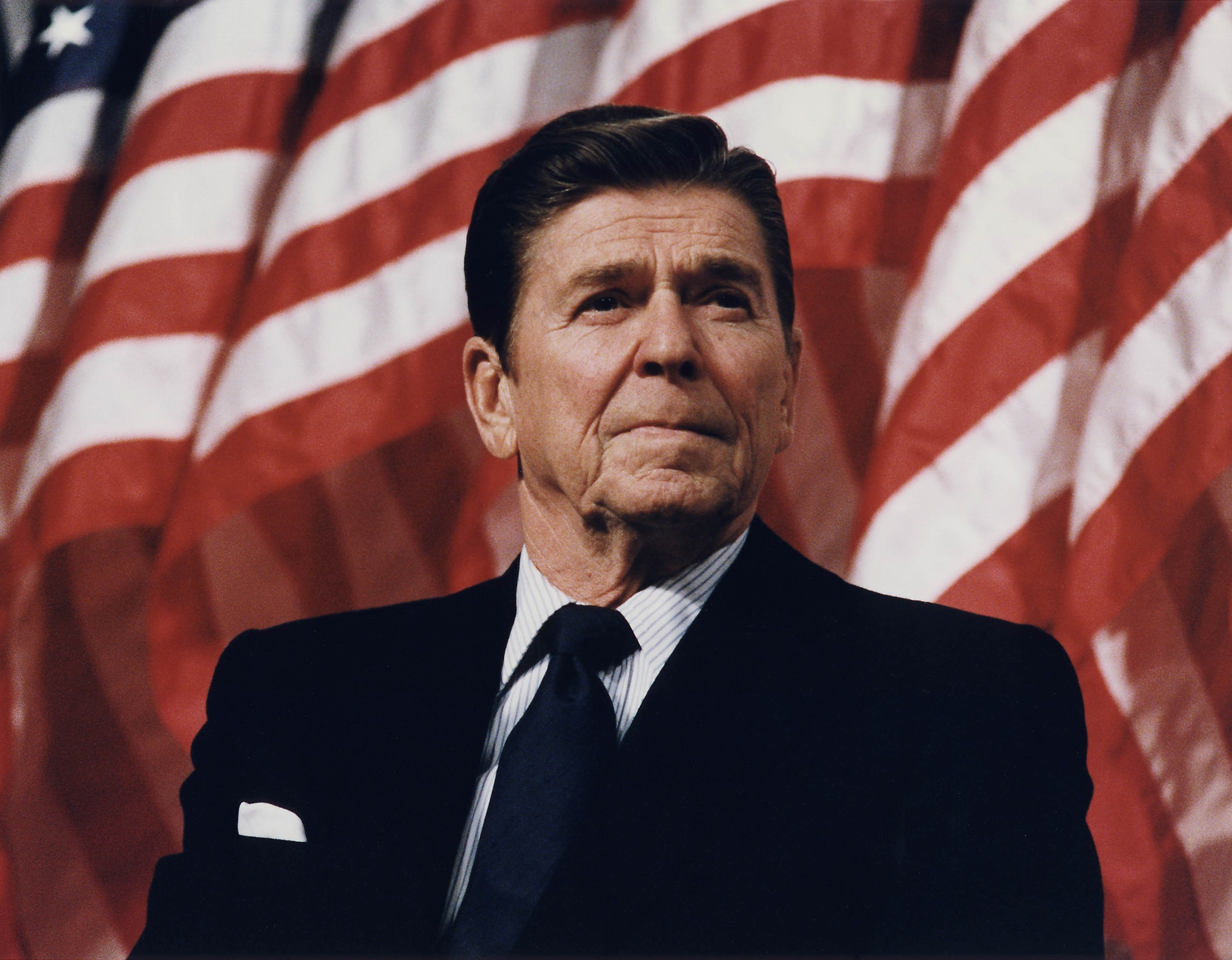 Free Download Hd Wallpaper Ronald Reagan Flag Males One Person Portrait Men Patriotism 