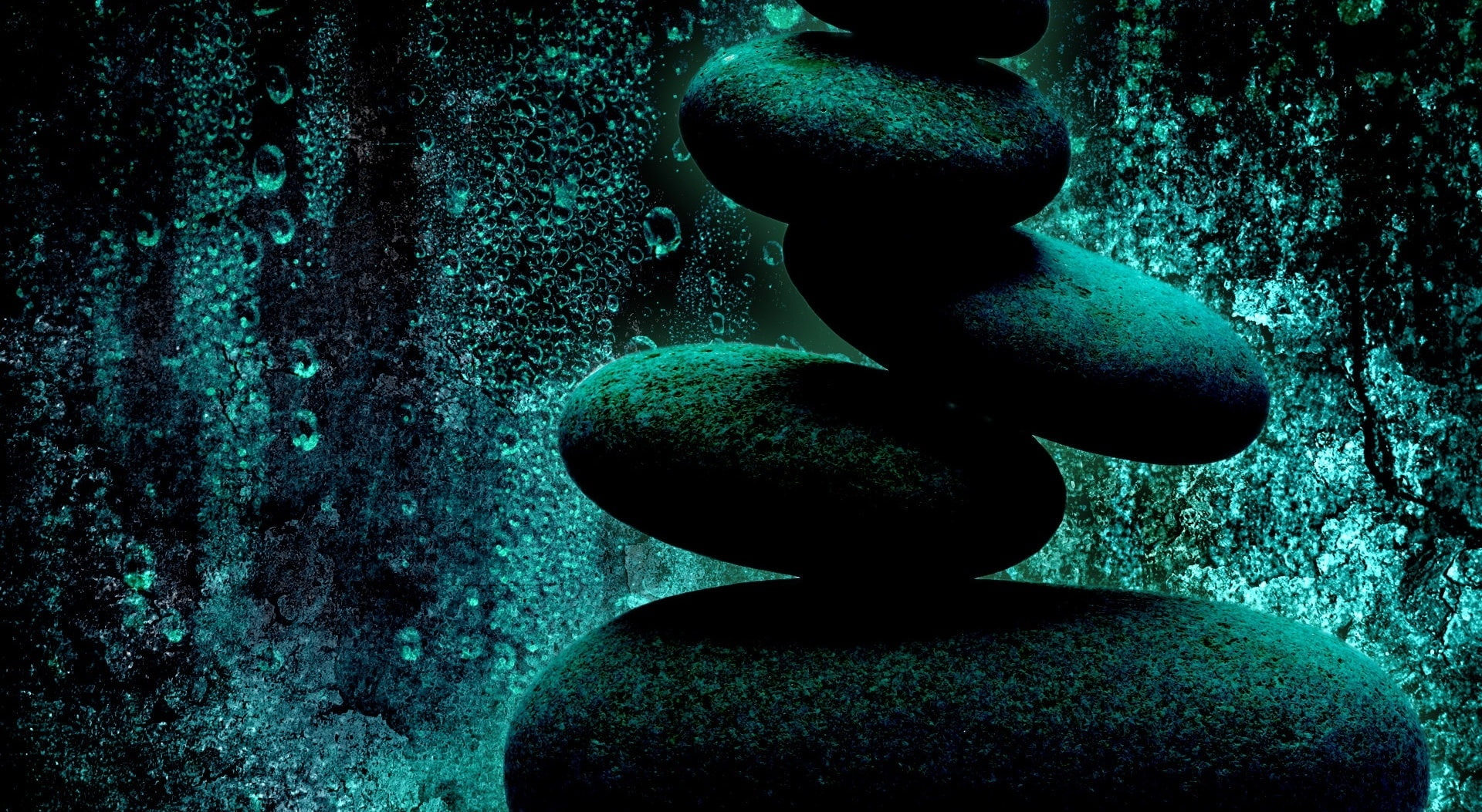 Stones, Elements, Water, dark, rocks, black, blue, verde, equilibrio