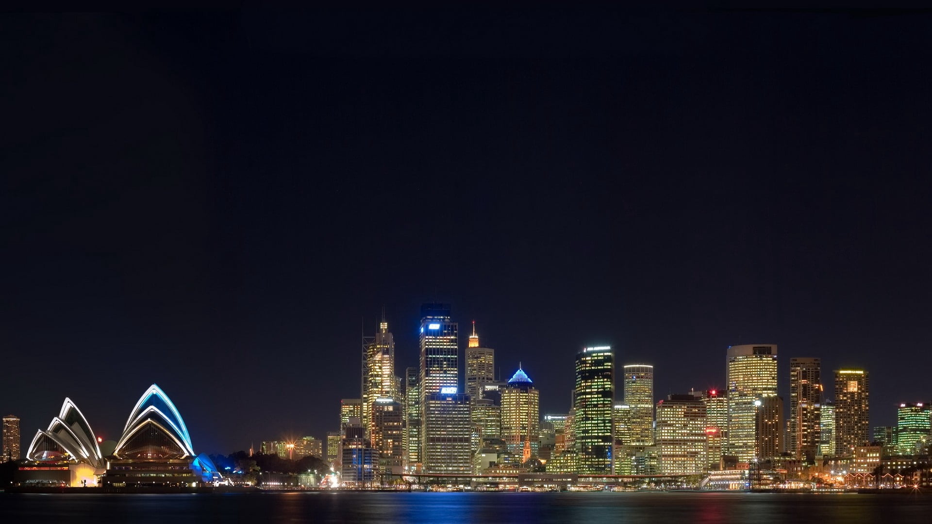 Sydney Opera House, australia, beach, city, quay, night, cityscape