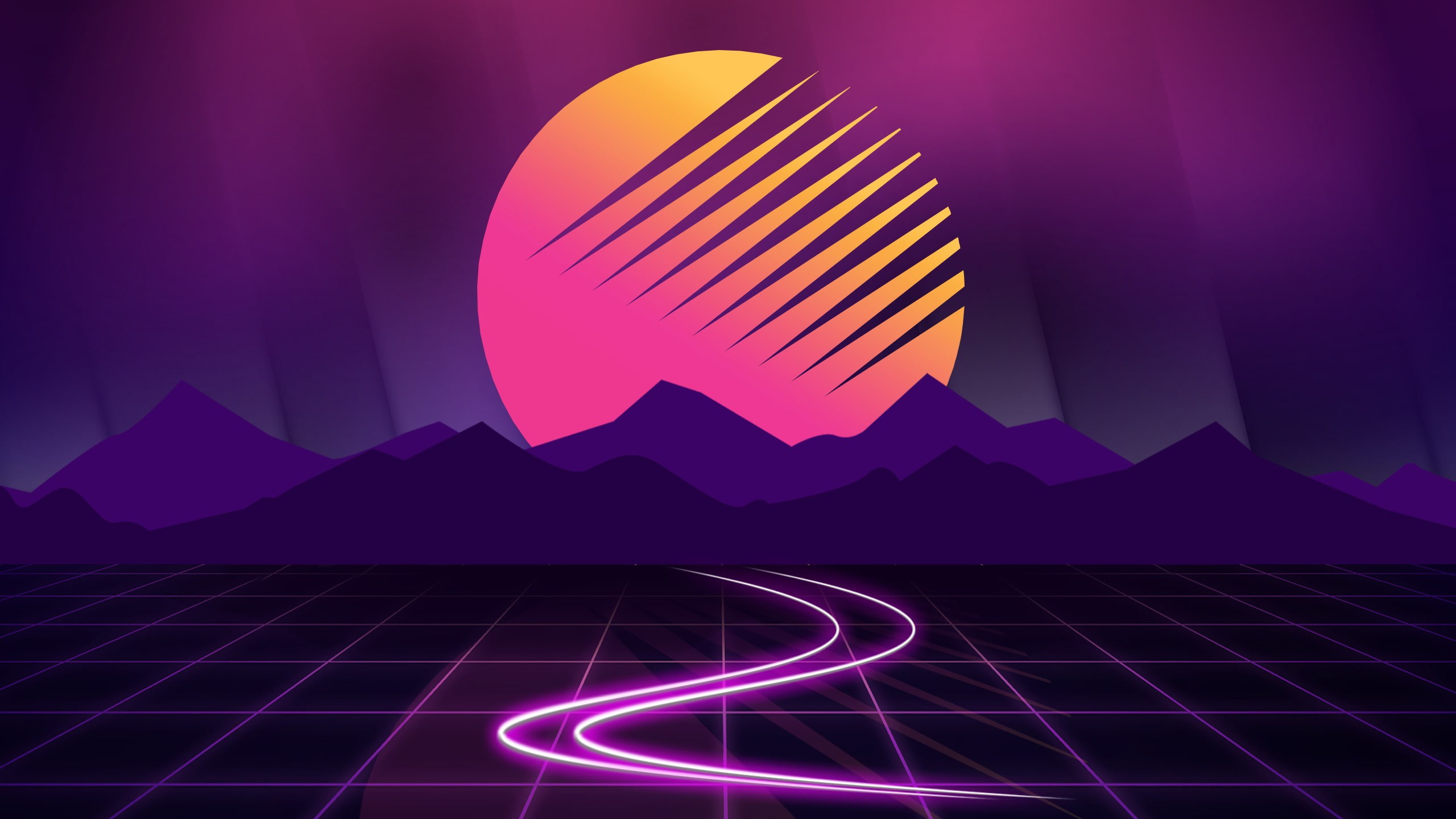 The sun, Mountains, Music, Star, Background, Art, 80s, 80's