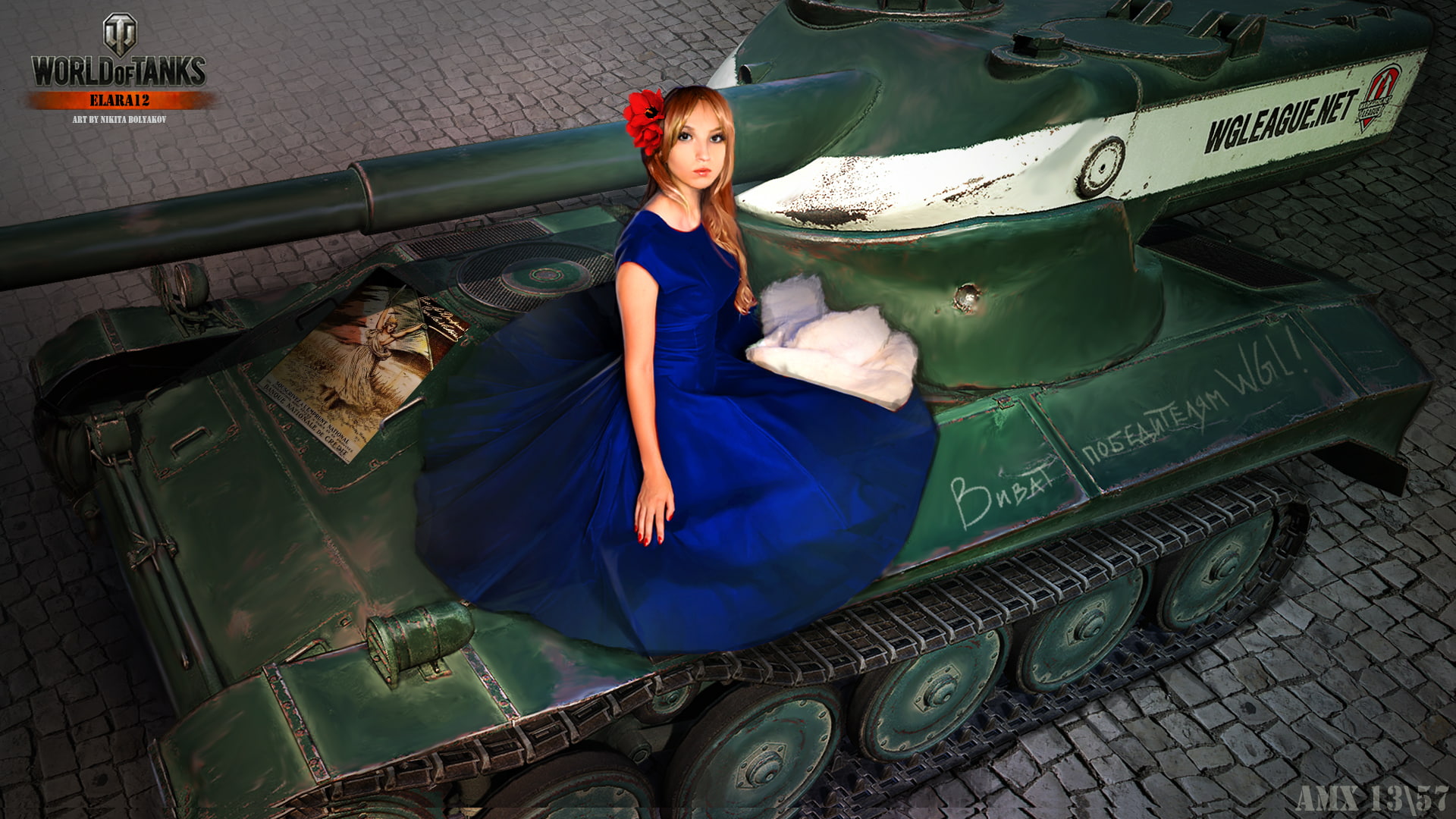 World of Tanks wallpaper, girl, France, dress, WoT, Wargaming.Net