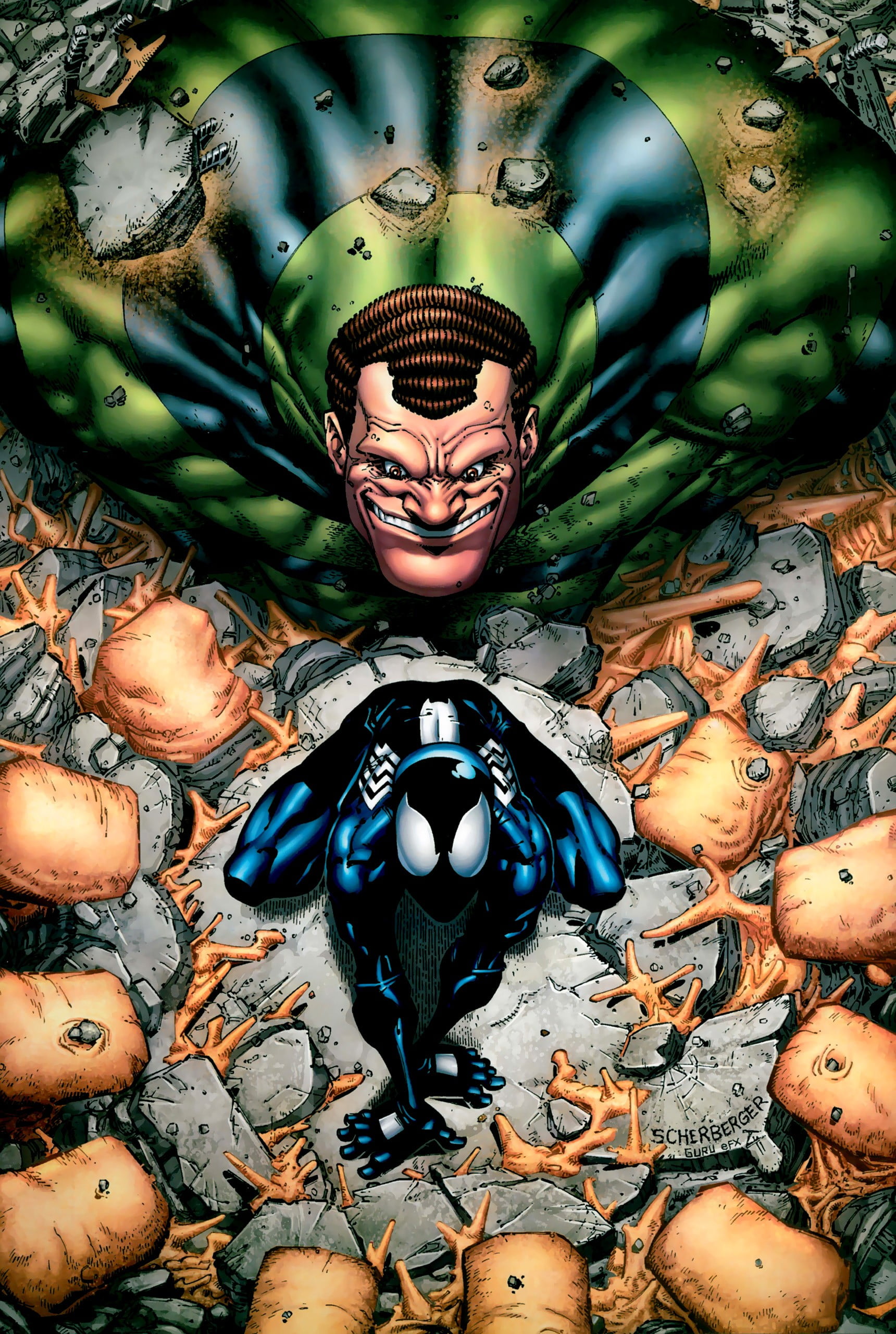 Venom illustration, Marvel Comics, Spider-Man, high angle view