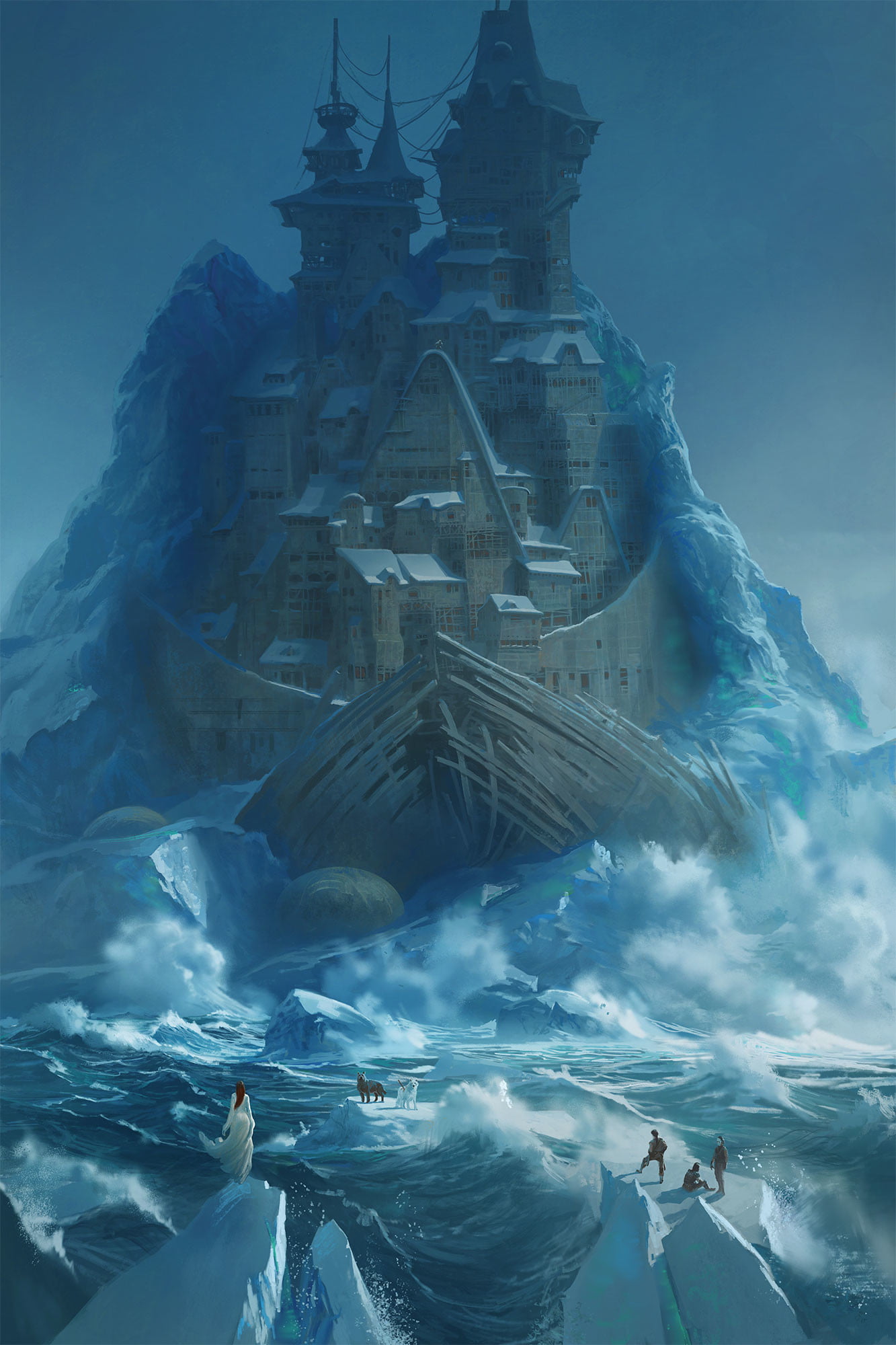 Derelict, ship, artwork, fantasy art, Marc Simonetti, iceberg