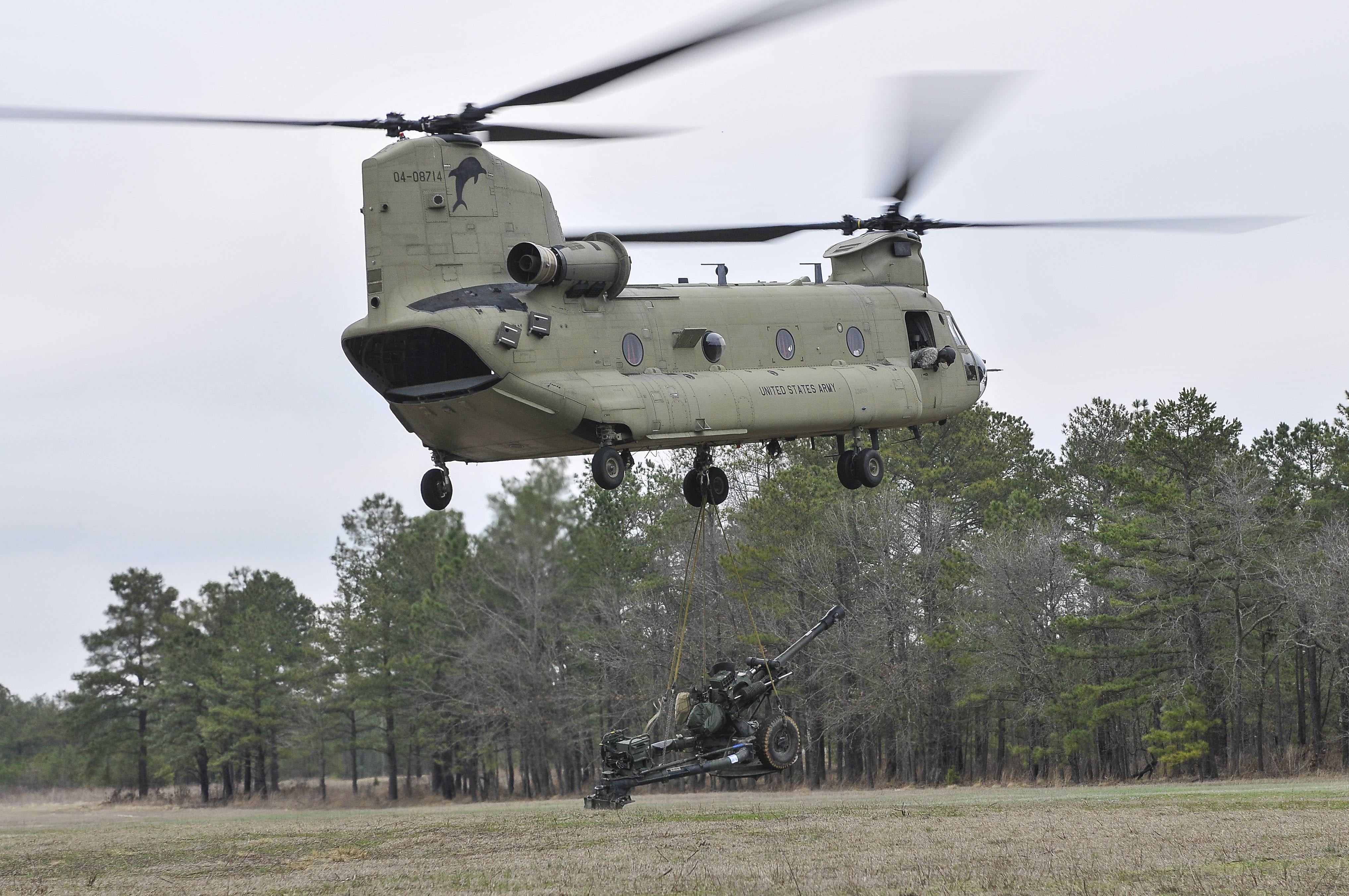 helicopter, transport, howitzer, military, shipping, CH-47F