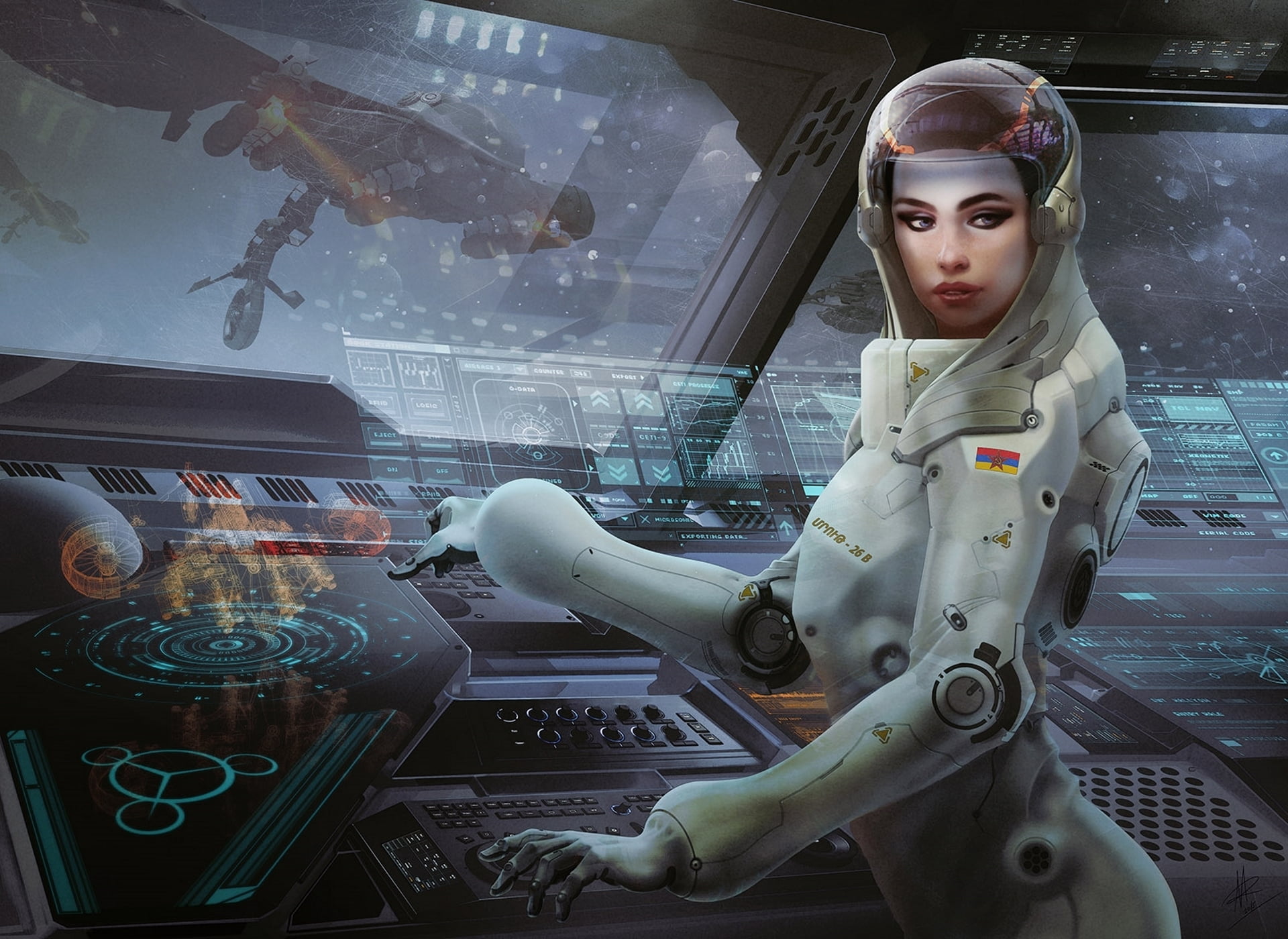 girl, space, future, fiction, interface, figure, astronaut