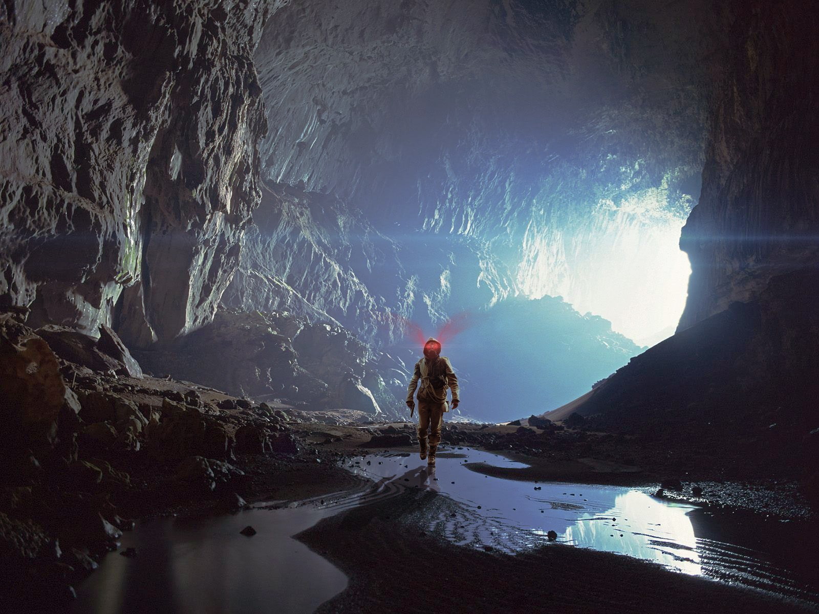 cave, one person, water, beauty in nature, mountain, standing