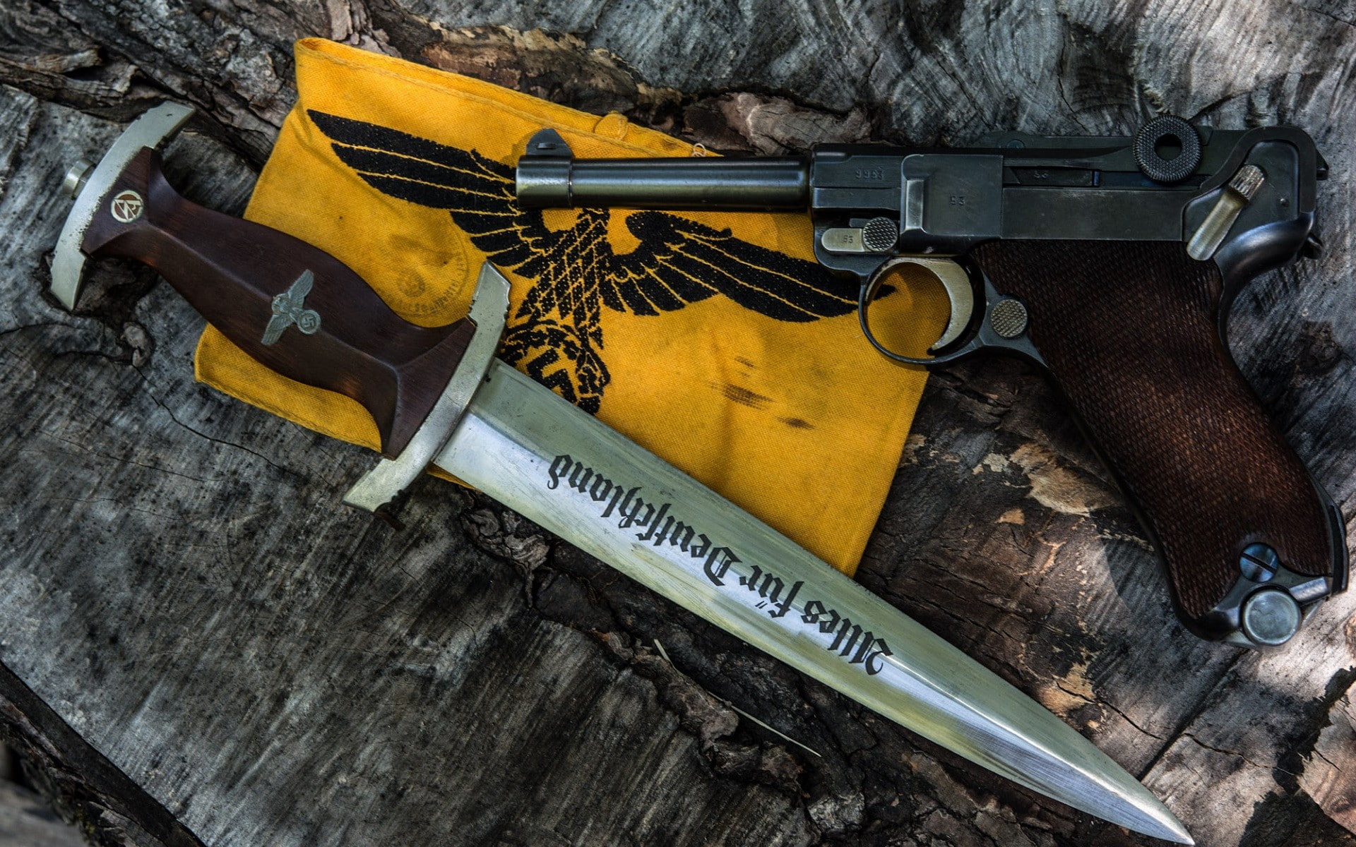 luger p08 gun pistol weapon knife nazi eagle reichsadler, communication