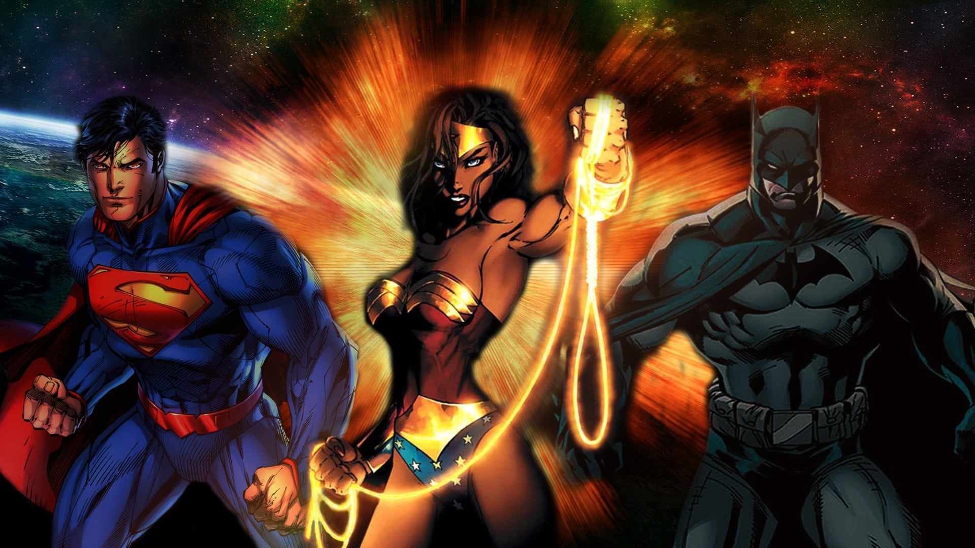 Superman, Wonder woman and Batman wallpaper, DC Comics, Justice League