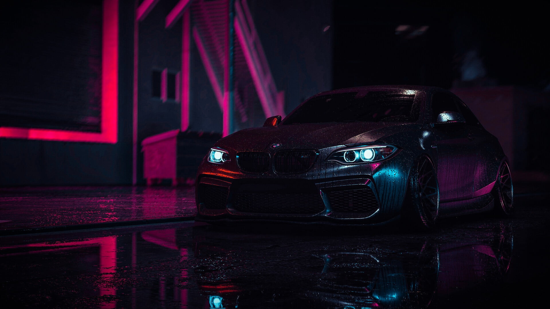 car, vehicle, BMW, dark, digital art