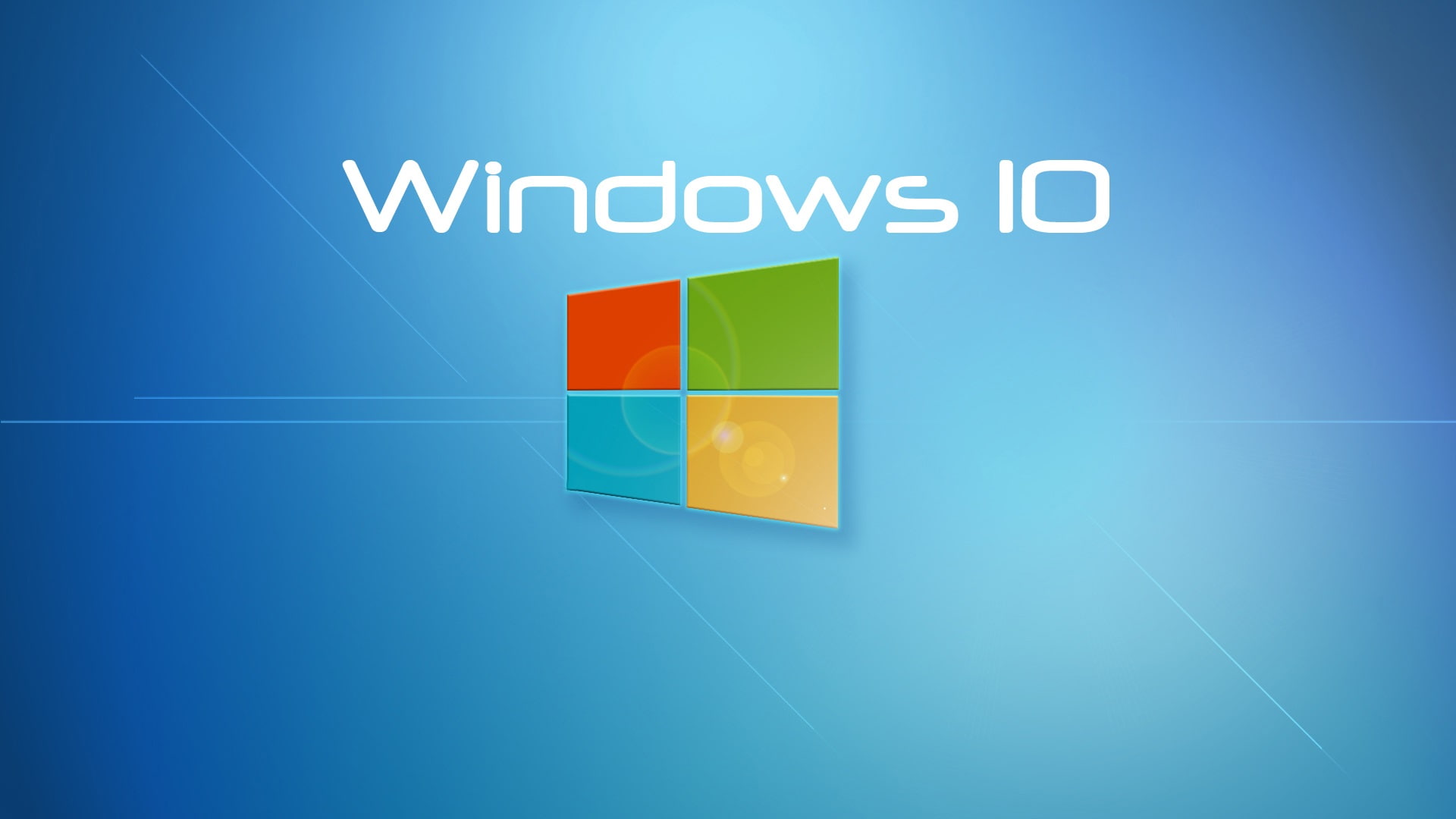 Windows 10 system, blue background, windows 10 logo