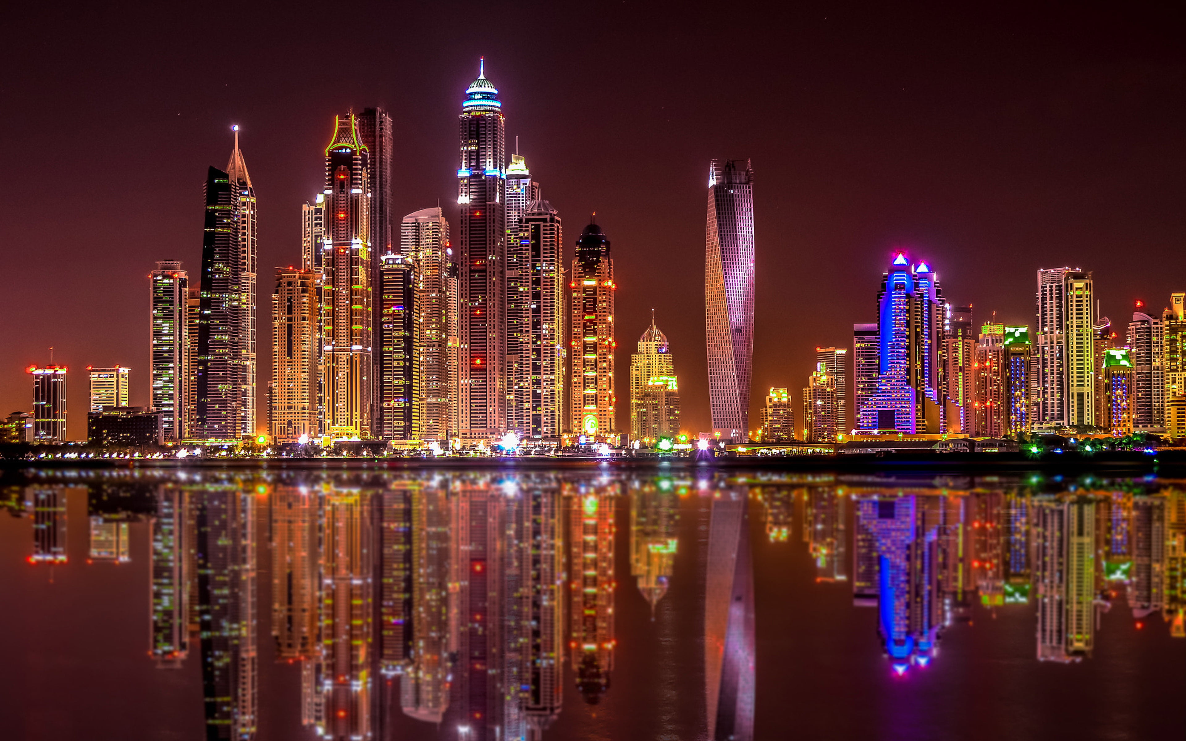 Gold Reflection Dubai Modern Buildings On The Marina Bay Area Of Dubai From The Palm Desktop Hd Wallpapers For Mobile Phones And Computer 3840×2400