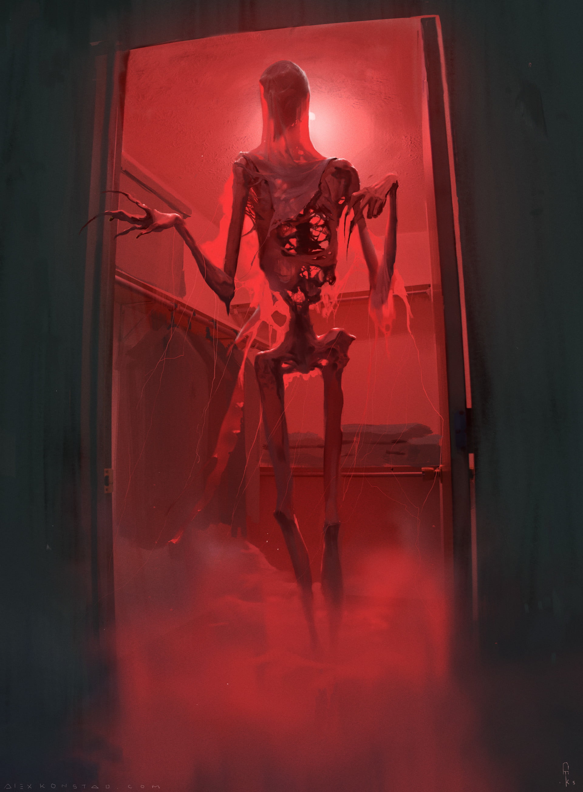 Alex Konstx, nightmare, drawing, bathroom, skeleton, indoors