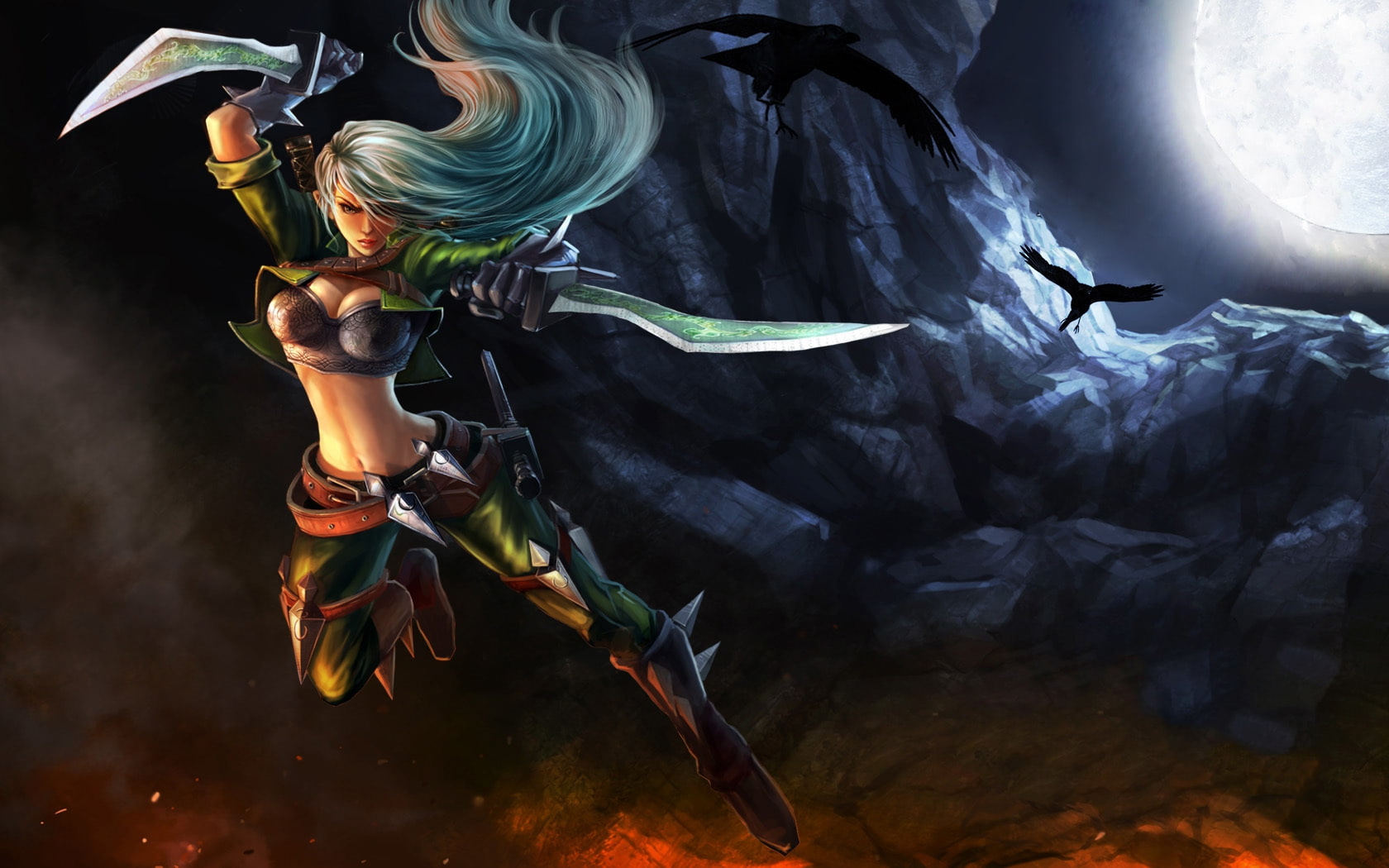 fantasy league of legends weapons artwork katarina the sinister blade daggers riot games 1680x105 Abstract Fantasy HD Art