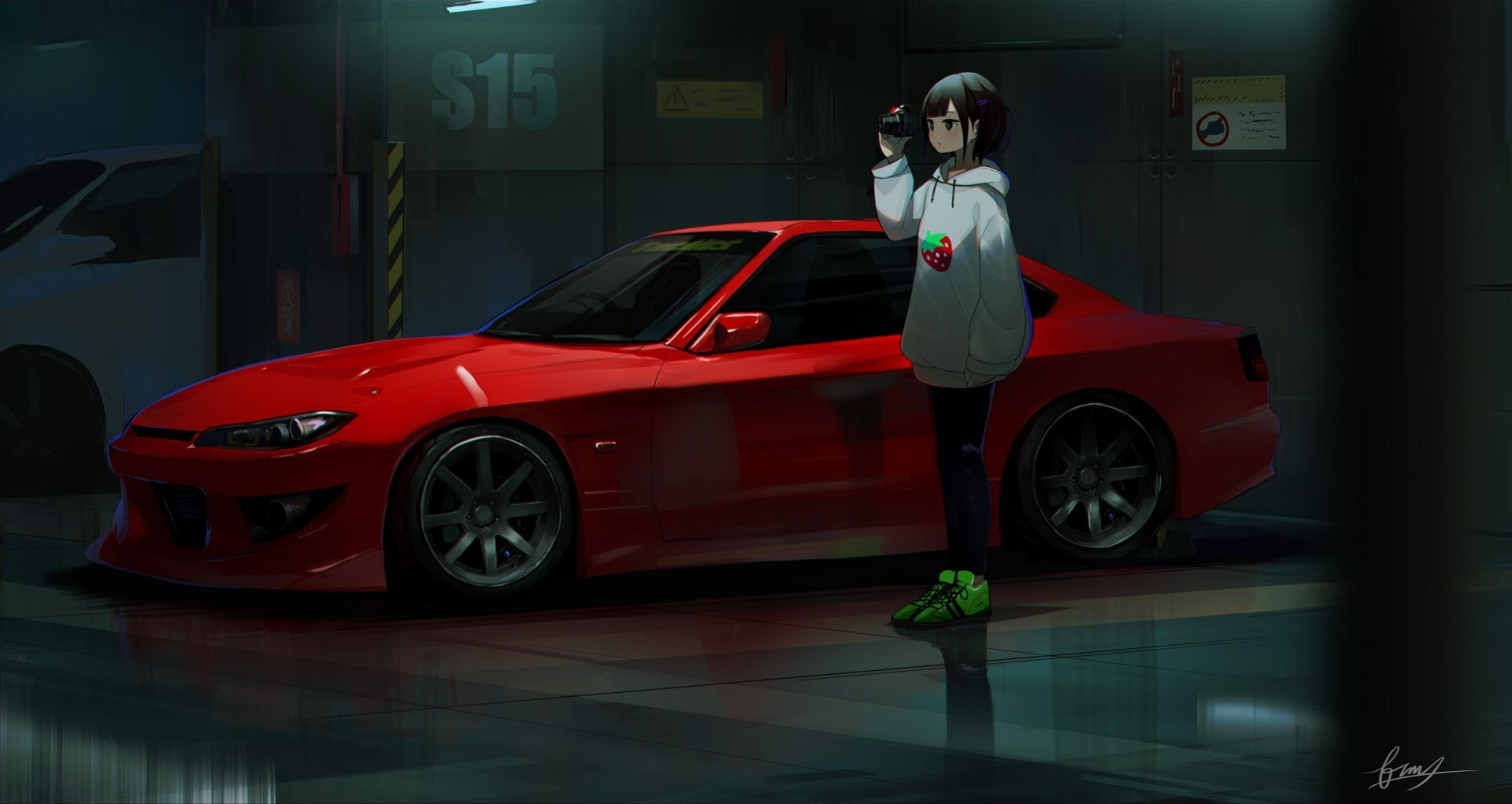 Anime, Original, Car, Red Car