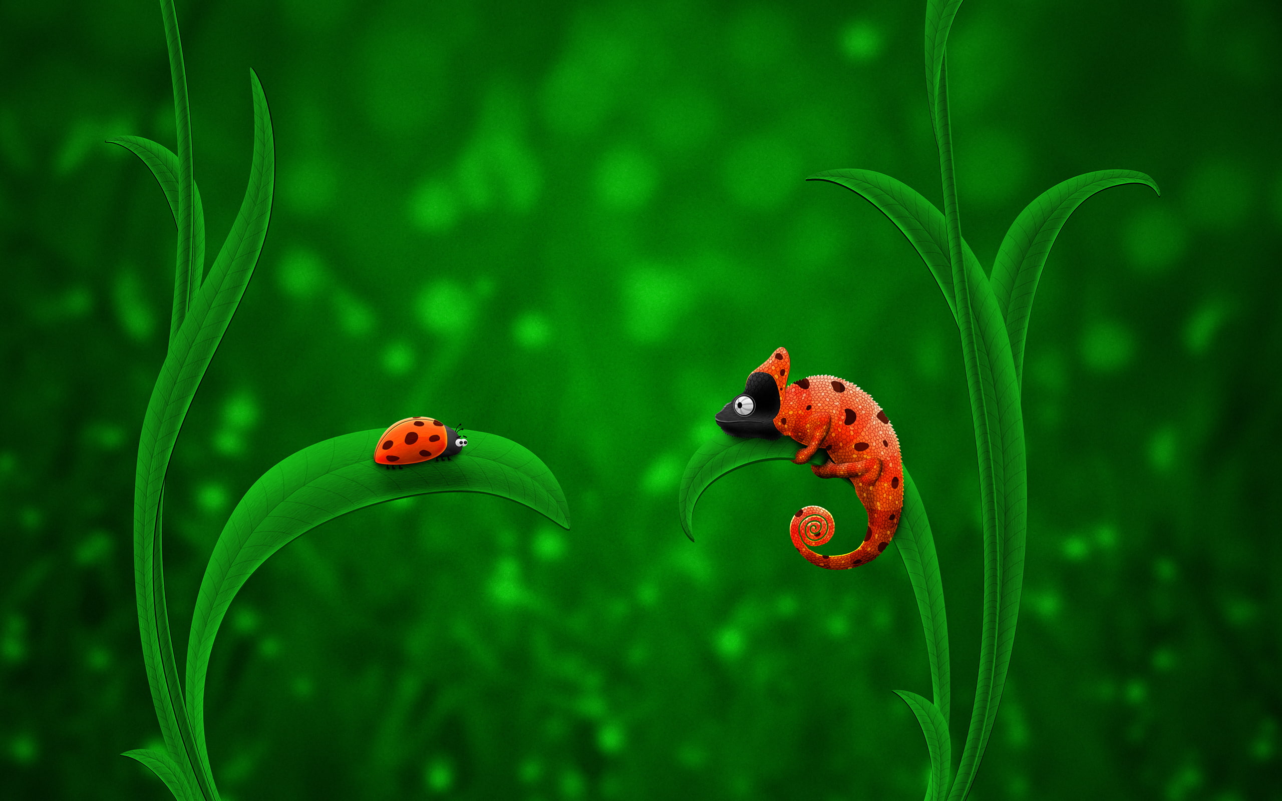 Ladybug Chameleon HD, creative, graphics, creative and graphics