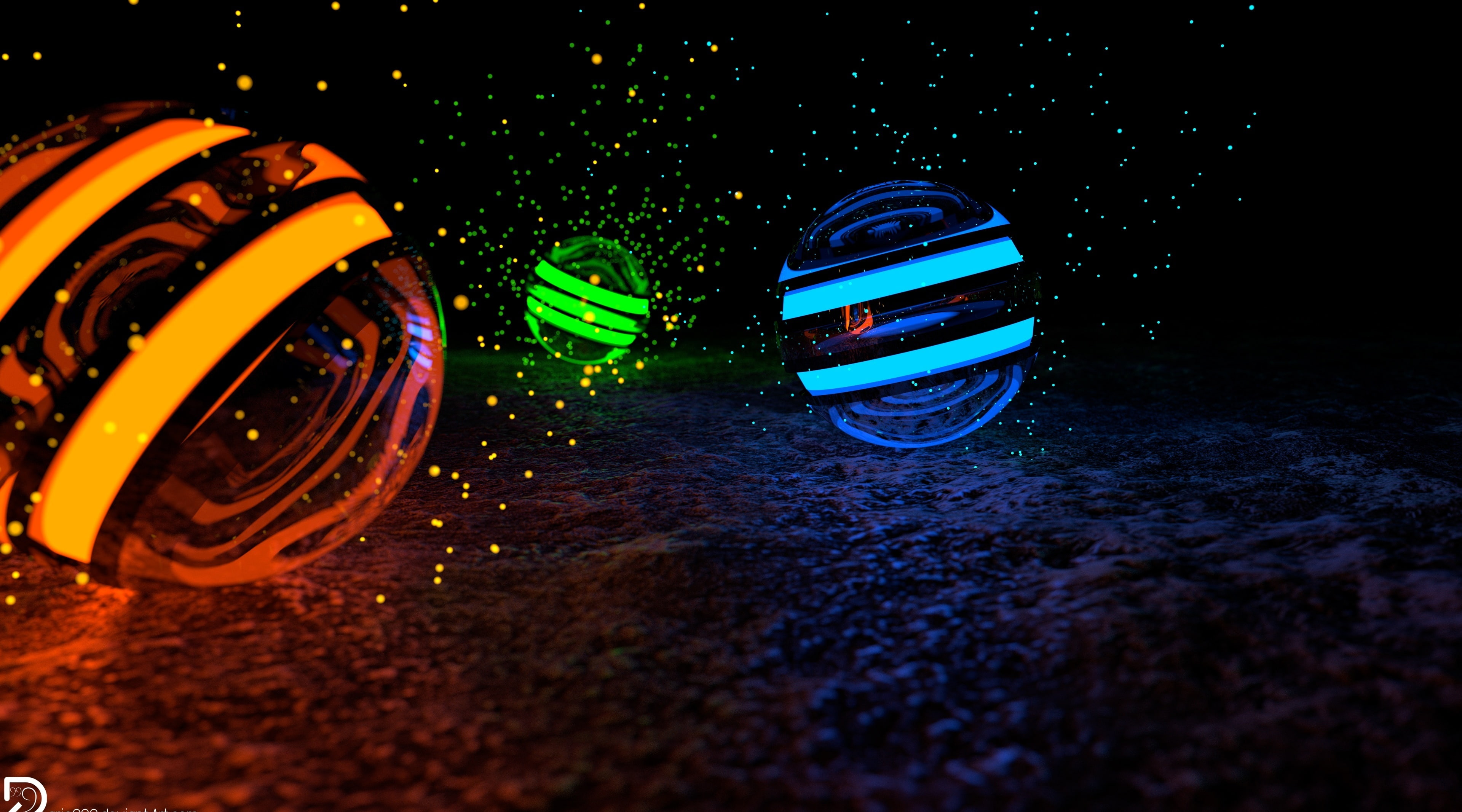 Spheres of Particles - 4K, multicolored wallpaper, Artistic, 3D