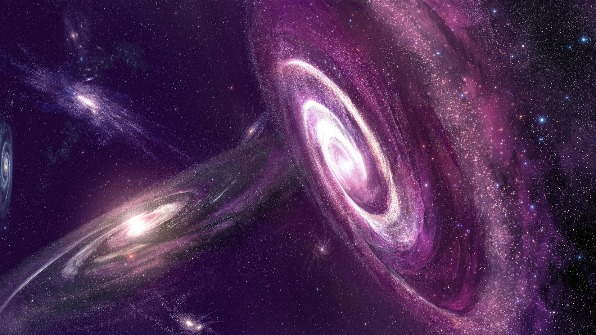 Beautiful universe, stars, galaxies, purple color nebula