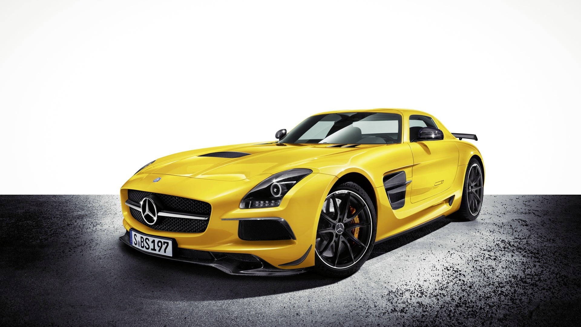 yellow Mercedes-Benz SLR coupe, supercars, mode of transportation