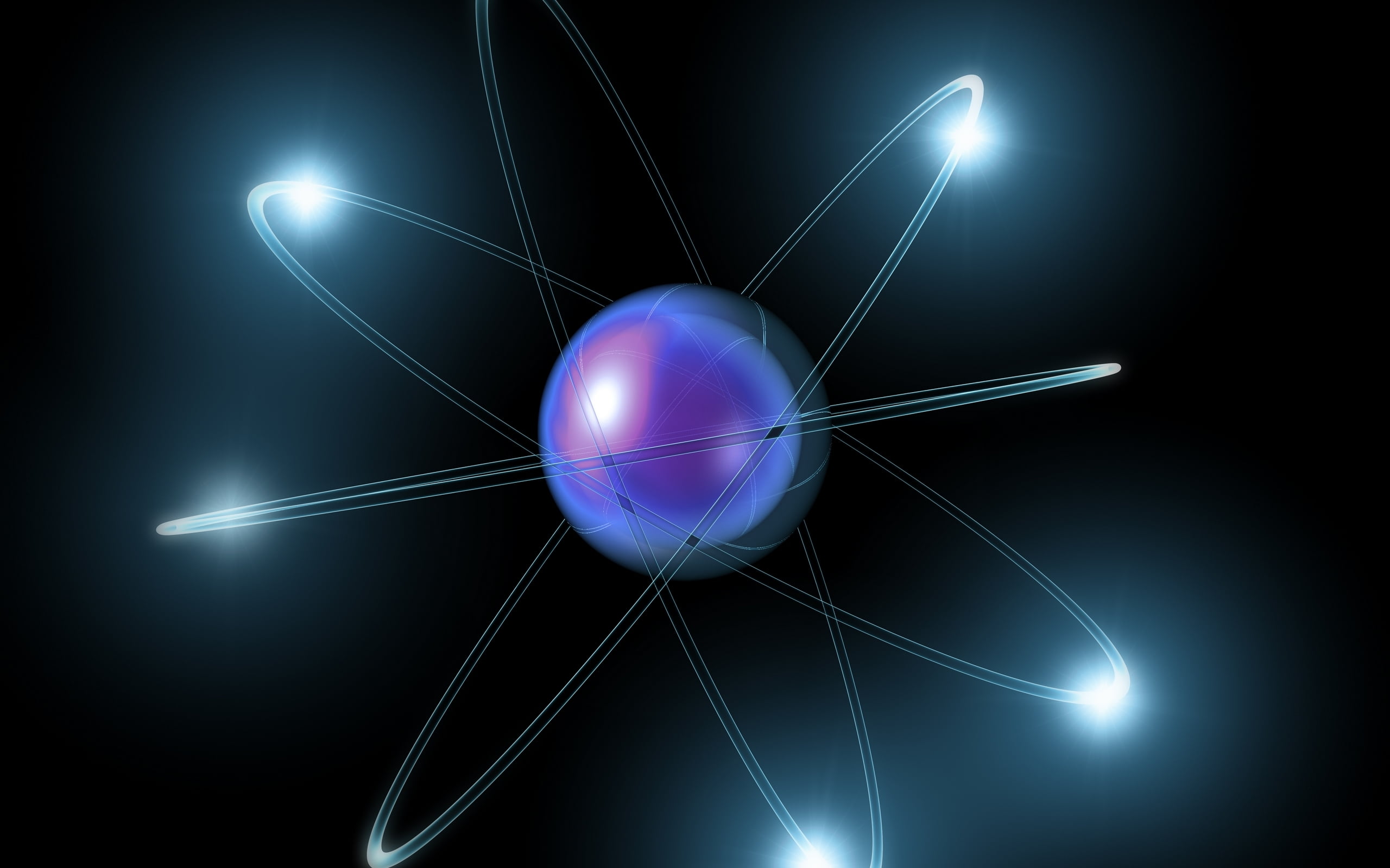 blue atom illustration, light, science, orbit, chemistry, physics