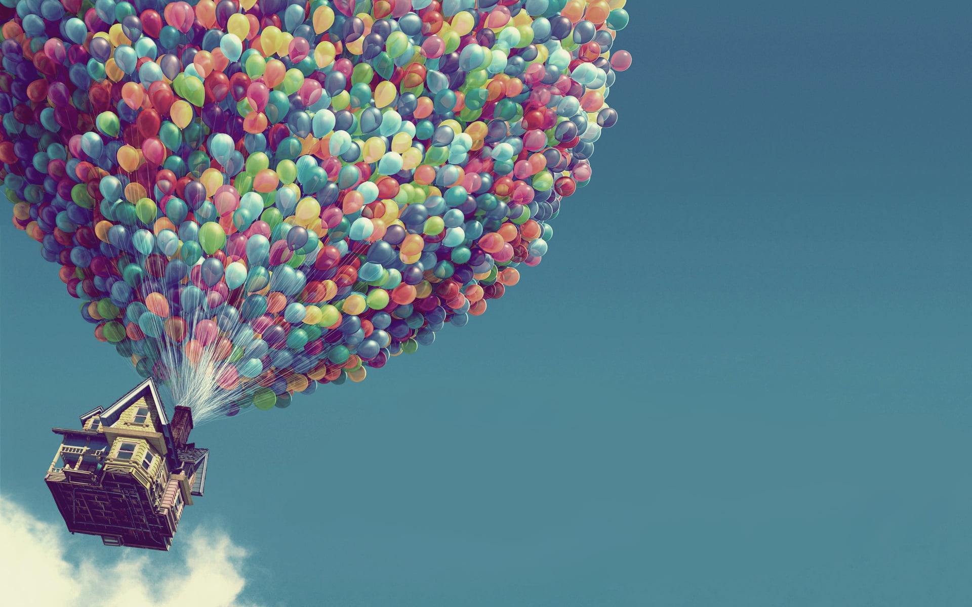 Up movie, balls, house, balloons, multi Colored, flying, blue