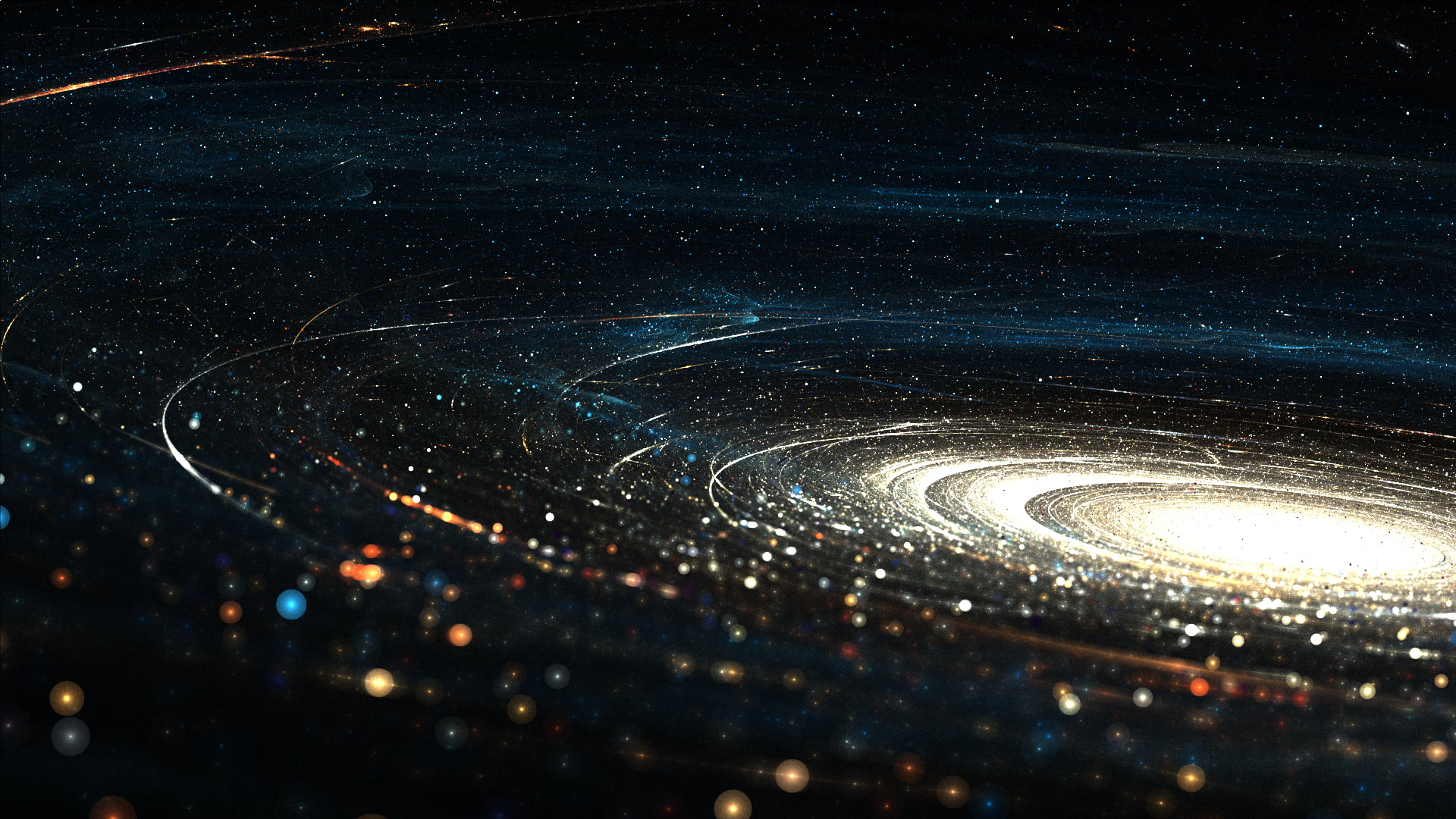 solar system illustration, untitled, galaxy, space, digital art