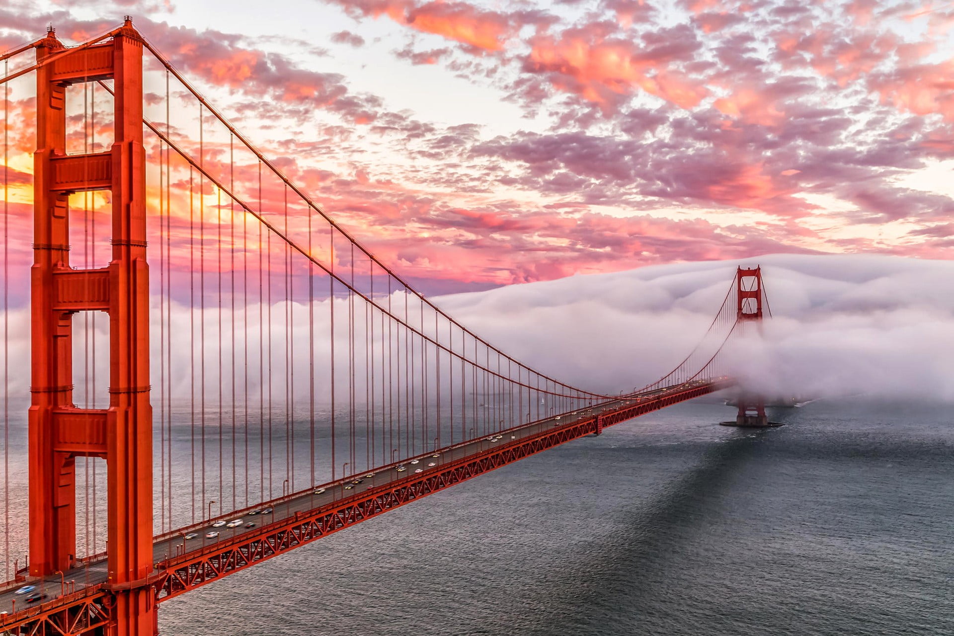 golden gate, California, Golden Gate Bridge, architecture, clouds