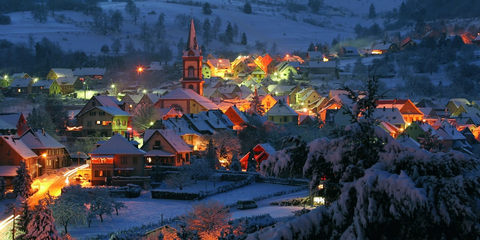 houses in village wallpaper, landscape, nature, winter, snow